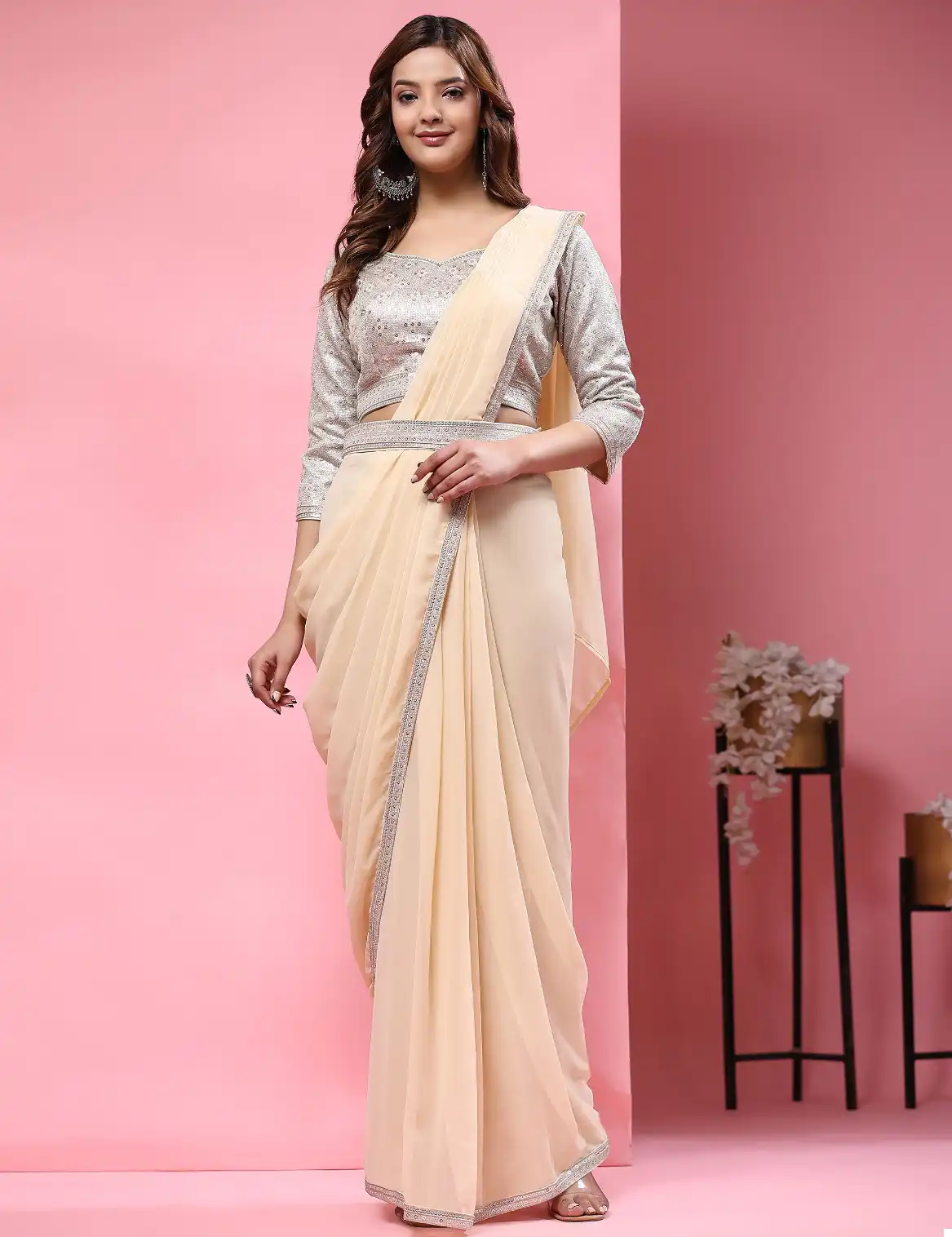 Amoha A331 Fancy Pure Georgette Wholesale Readymade Sarees Catalog