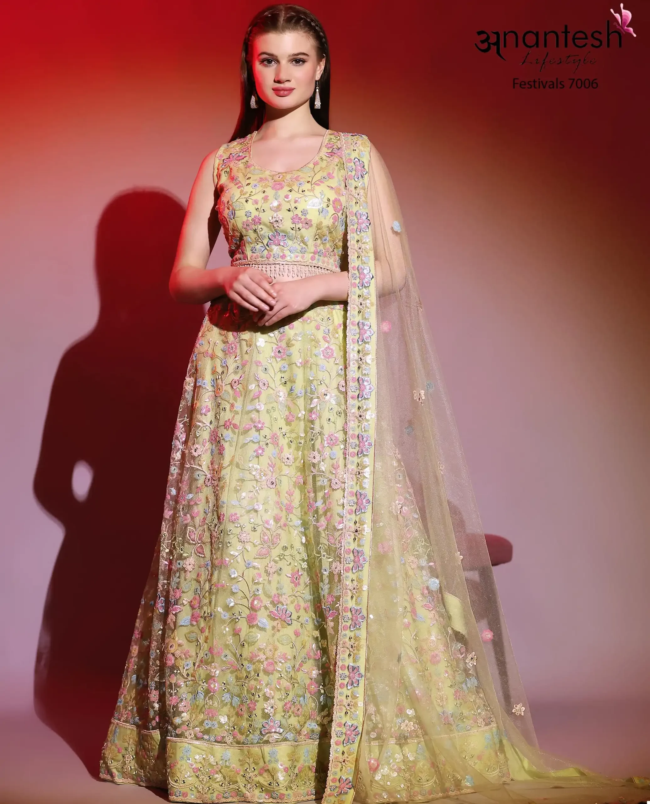 Anantesh Lifestyle Festivals 7006 Premium Pure Net Wholesale Lehenga