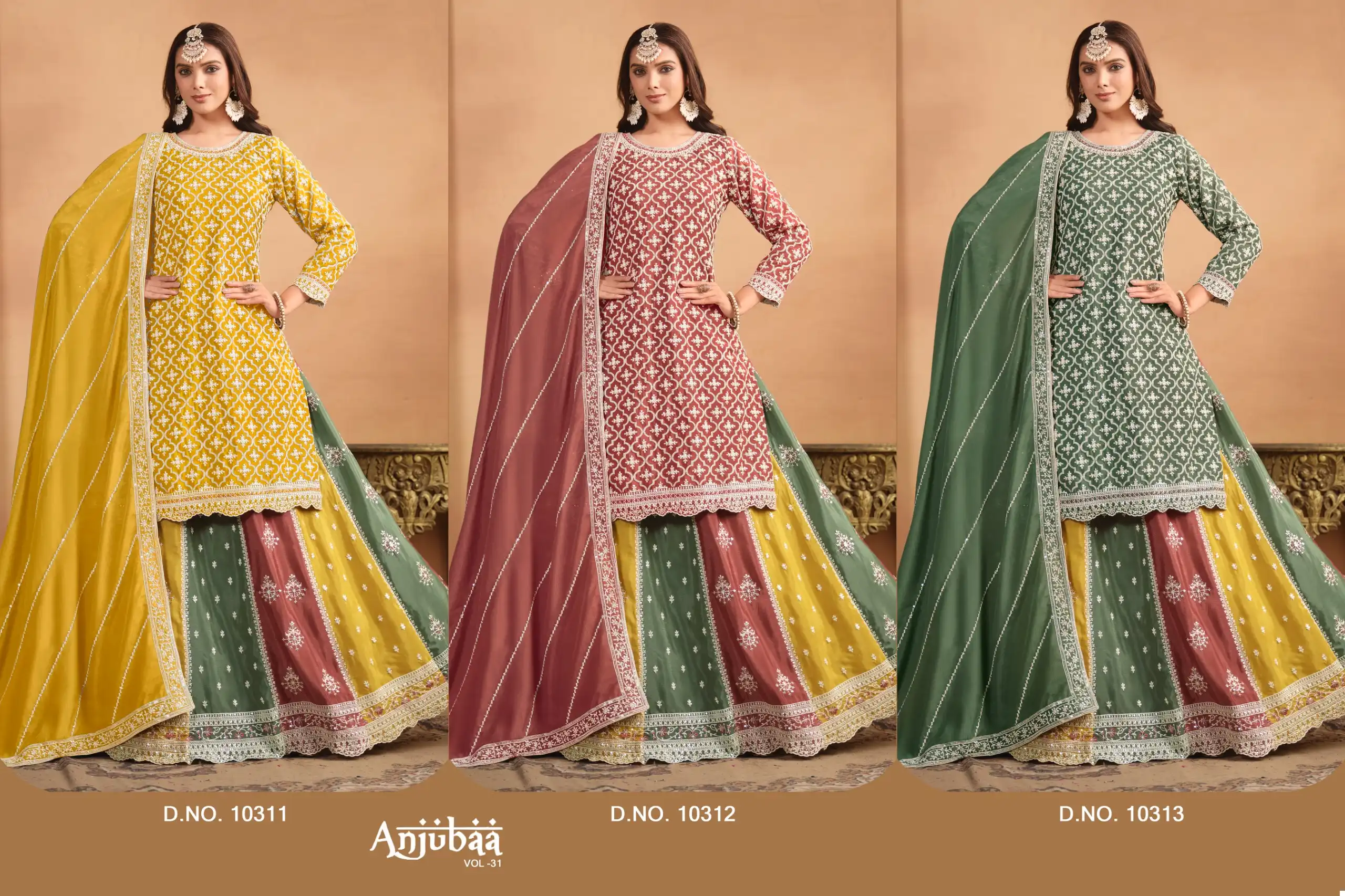 Anjubaa Vol 31 Chinnon Wholesale Lehenga Catalog — Wholesale Lehenga, Anju fabric wholesale from Surat — view 4