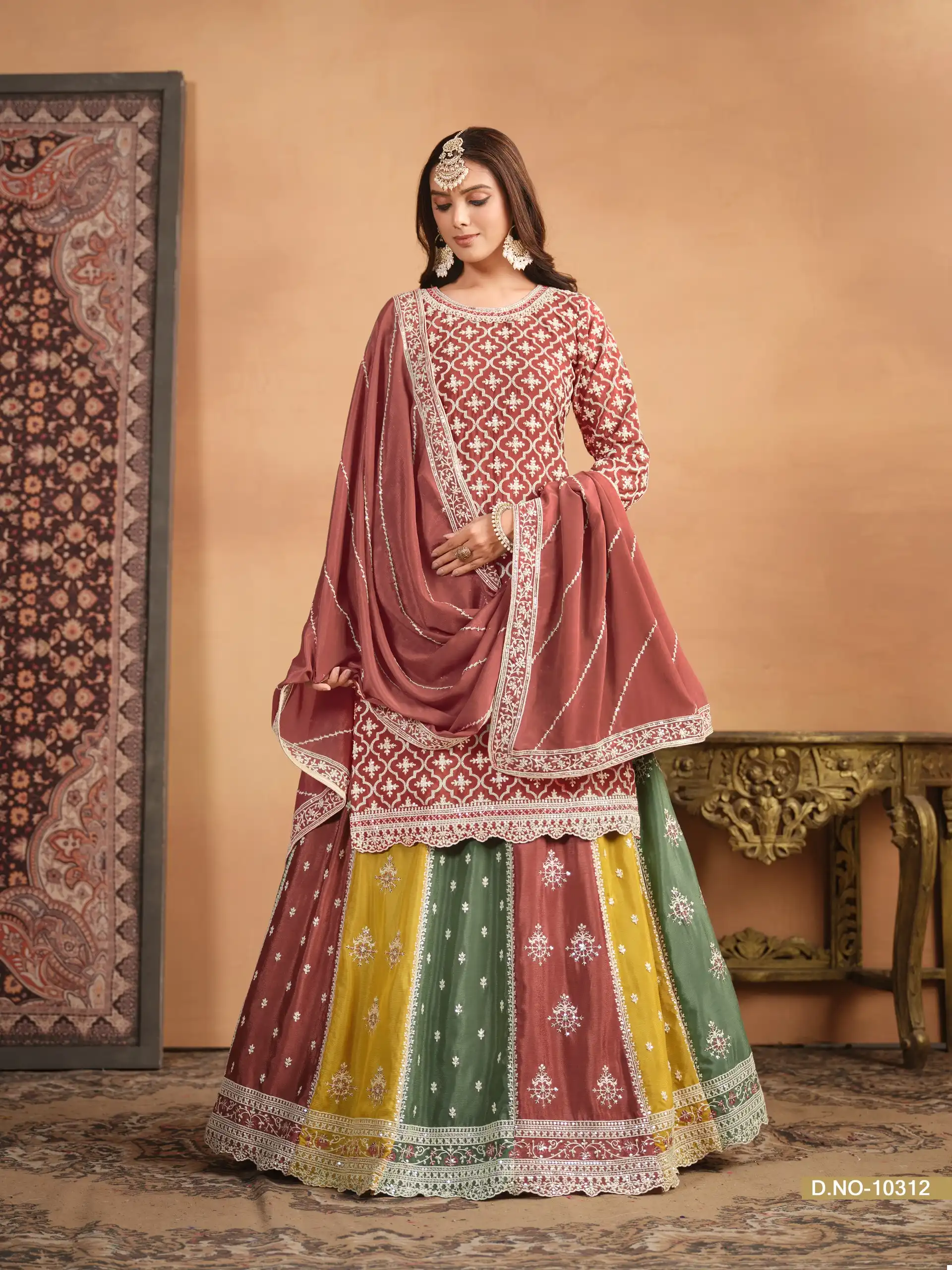 Anjubaa Vol 31 Chinnon Wholesale Lehenga Catalog — Wholesale Lehenga, Anju fabric wholesale from Surat — view 3