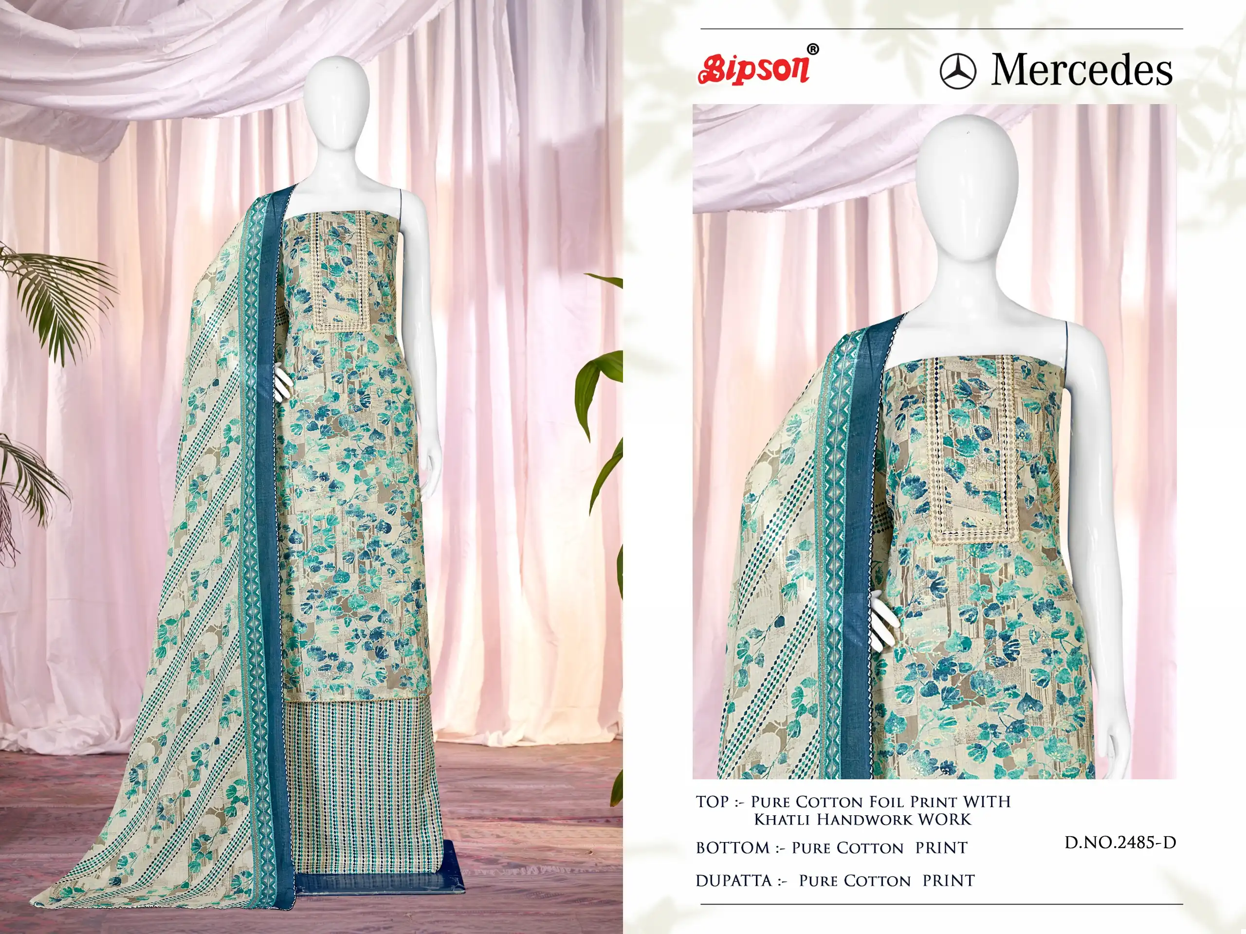 Bipson Mercedes 2485 Pure Cotton Foil Print Wholesale Salwar Suit Catalog - Image 2