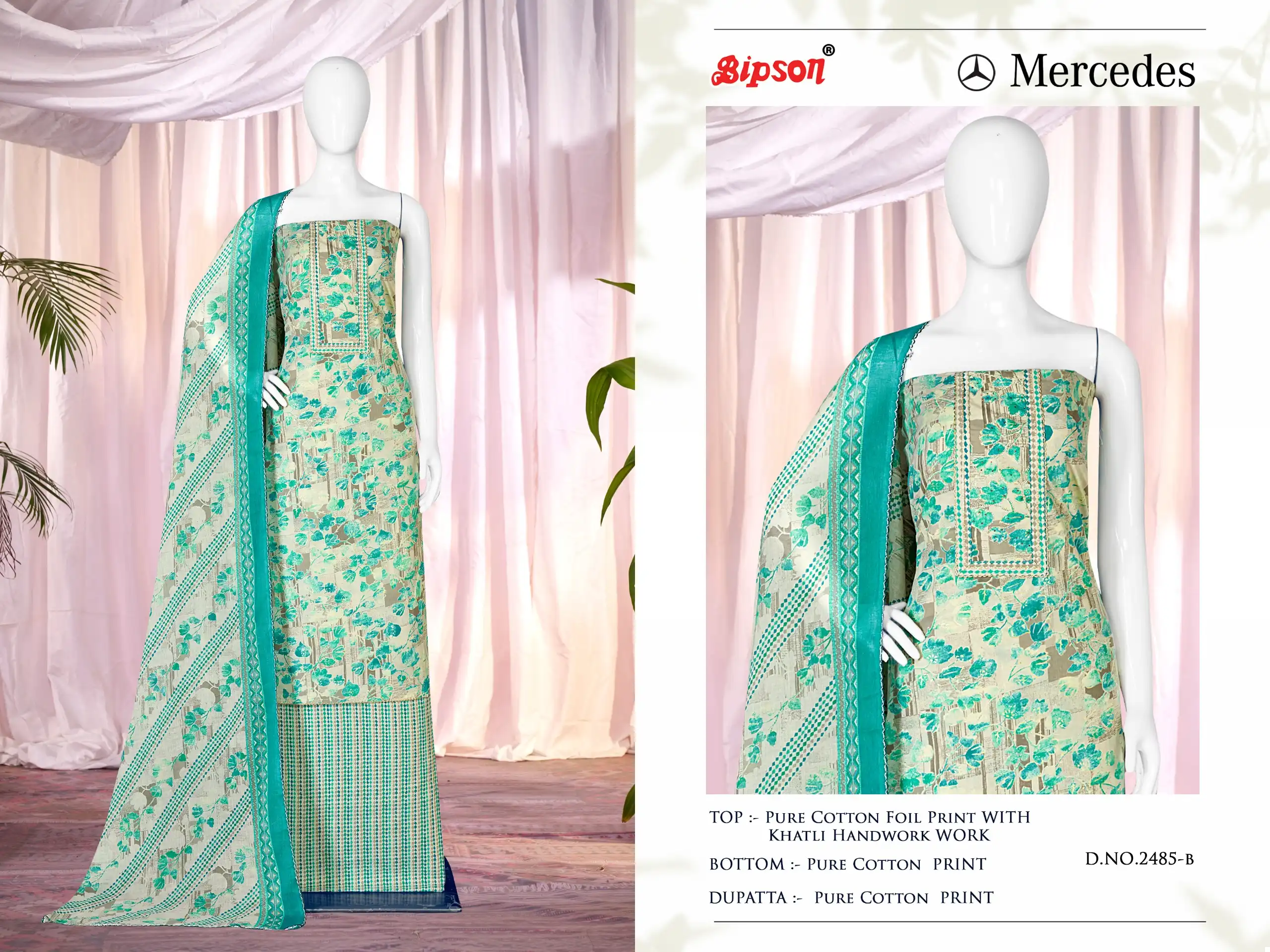 Bipson Mercedes 2485 Pure Cotton Foil Print Wholesale Salwar Suit Catalog - Image 3