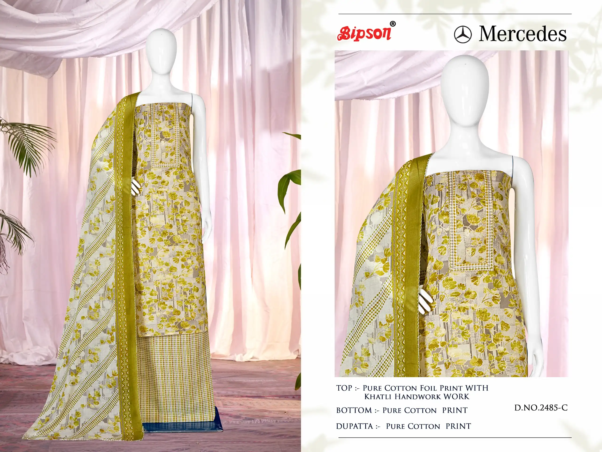 Bipson Mercedes 2485 Pure Cotton Foil Print Wholesale Salwar Suit Catalog - Image 4