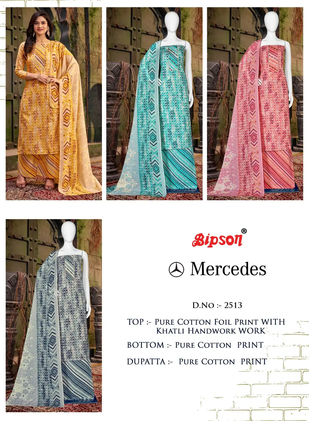 Bipson Mercedes 2513 Pure Cotton Foil Print Wholesale Salwar Suit Catalog - Image 5