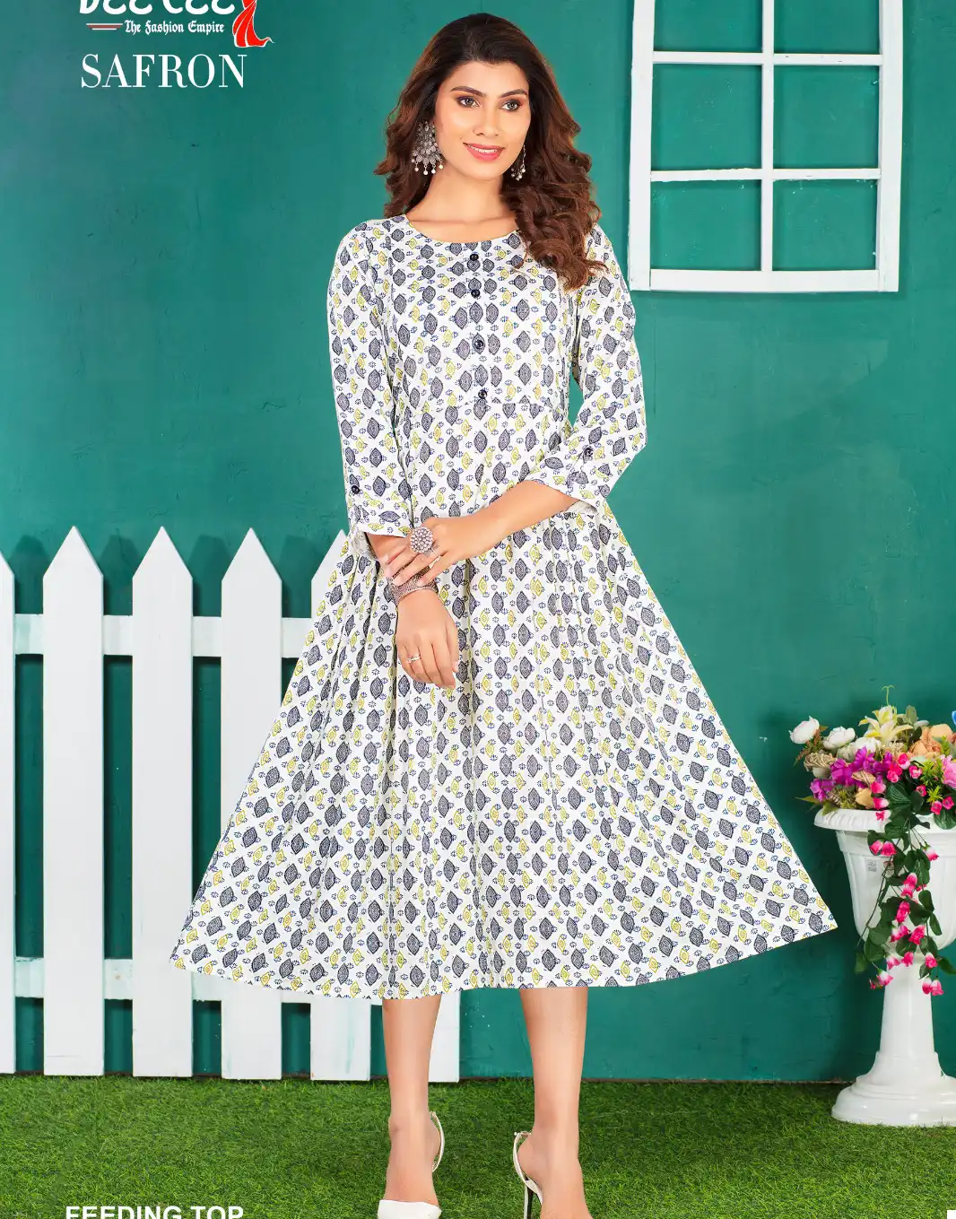 Deecee Safron Rayon Print Wholesale Anarkali Kurtis Catalog
