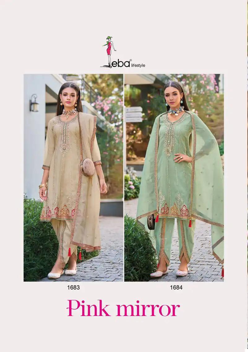 Eba Lifestyle Pink Mirror Pure Simar Organza Wholesale Designer Readymade Salwar Suit Catalog - Image 3