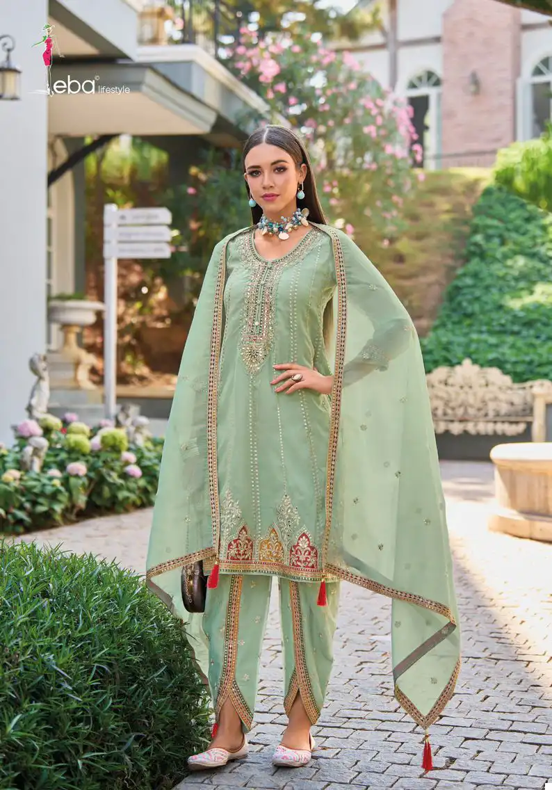 Eba Lifestyle Pink Mirror Pure Simar Organza Wholesale Designer Readymade Salwar Suit Catalog - Image 2