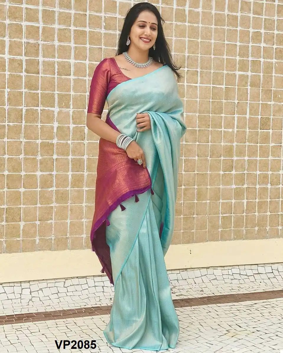 Fashion Berry Vp2085 Soft Lichi Silk Wholesale Fancy Saree