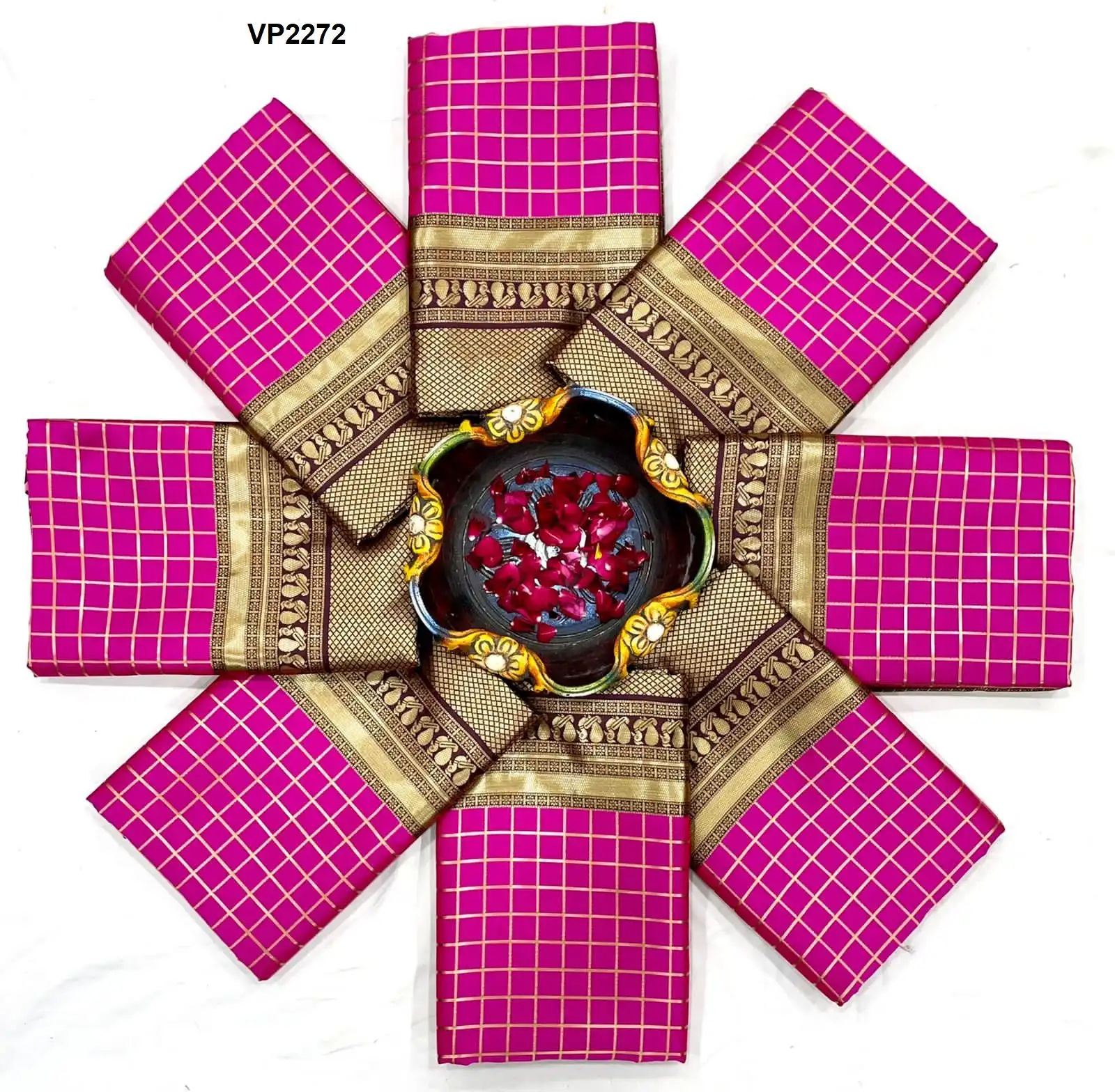 Fashion Berry Vp2272 Soft Lichi Silk Wholesale Fancy Sarees - Image 2