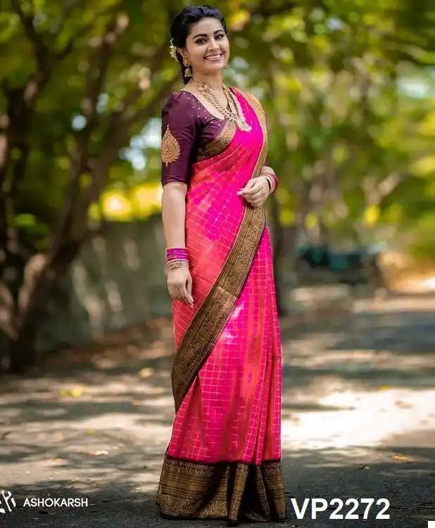 Fashion Berry Vp2272 Soft Lichi Silk Wholesale Fancy Sarees