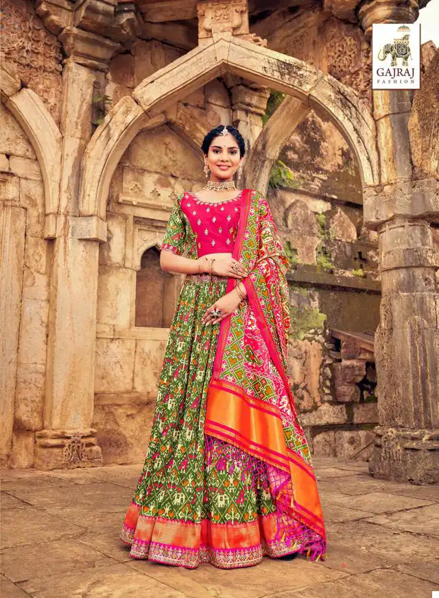 Gajraj Fashion Design No 8007 To 8012 Gaji Silk Wholesale Lehenga Catalog - Image 4