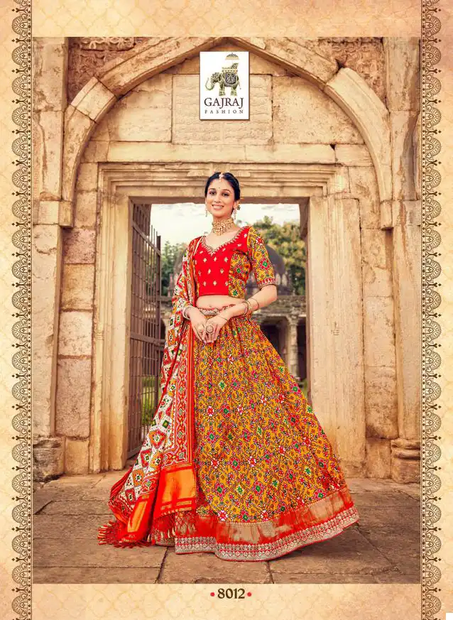 Gajraj Fashion Design No 8007 To 8012 Gaji Silk Wholesale Lehenga Catalog - Image 6