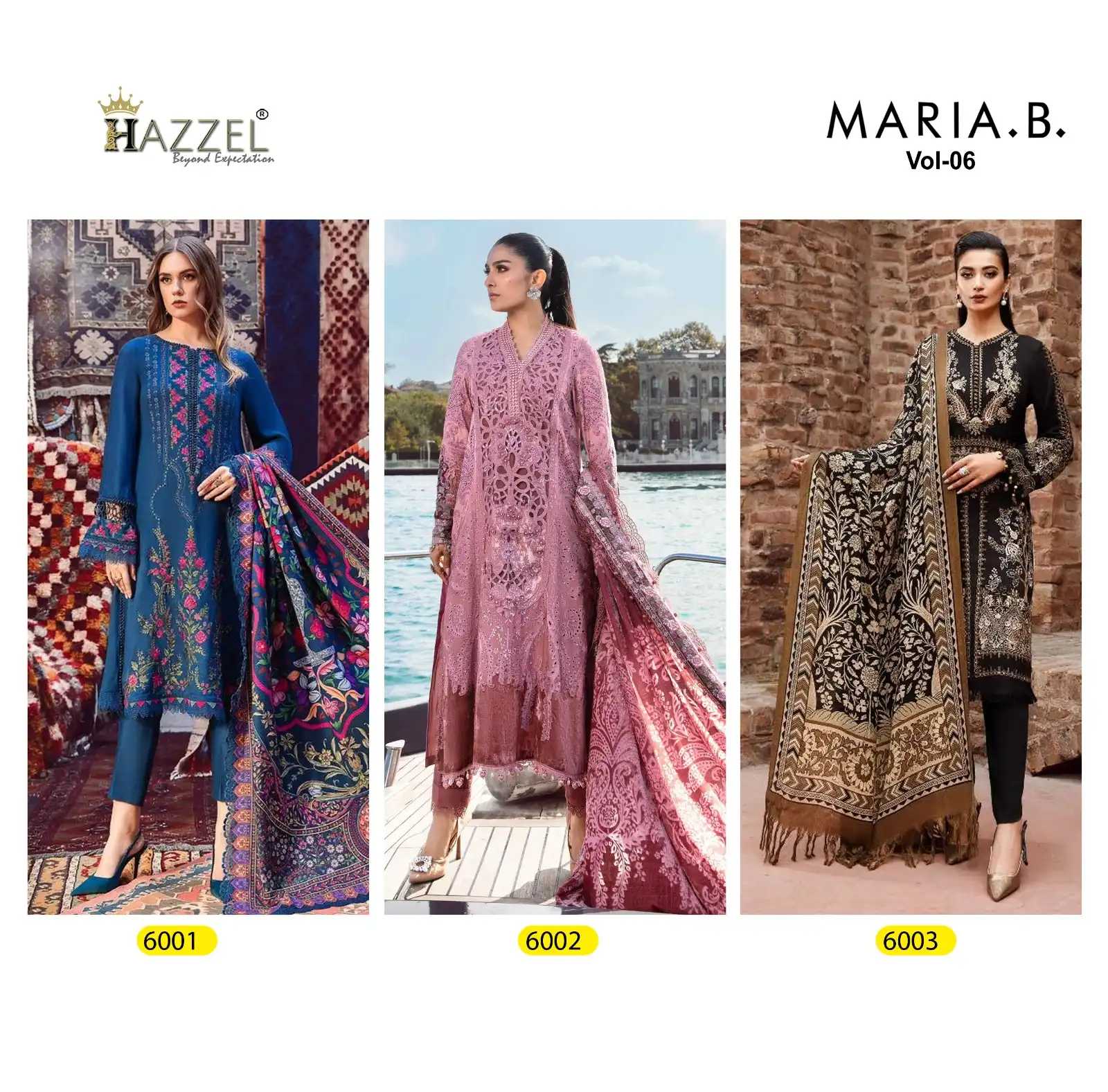 Hazzel Prints Mariab B Vol 6 Rayon Cotton Wholesale Pakistani Salwar Suit Catalog - Image 4