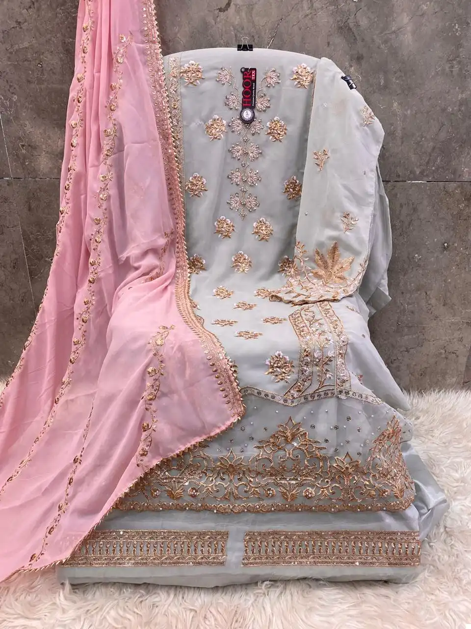 Hoor Tex H 214 Faux Georgette Wholesale Pakistani Salwar Suit Catalog - Image 3