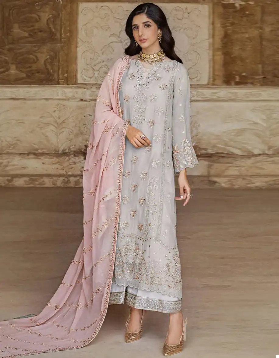 Hoor Tex H 214 Faux Georgette Wholesale Pakistani Salwar Suit Catalog