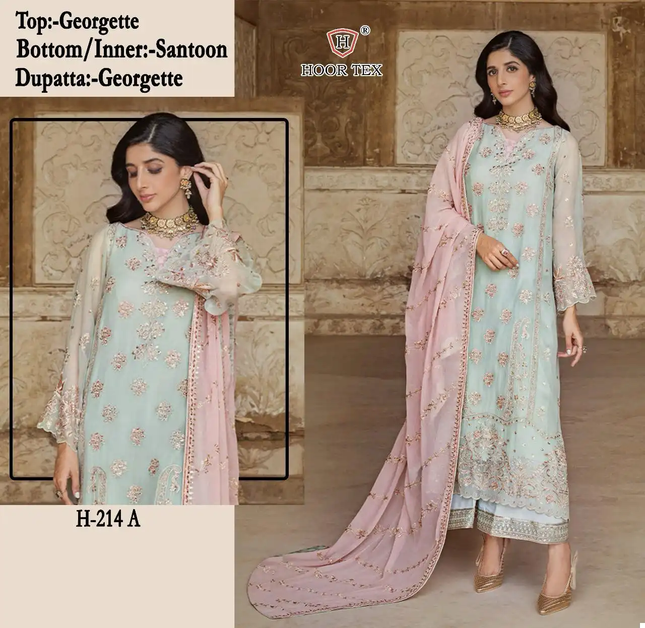 Hoor Tex H 214 Faux Georgette Wholesale Pakistani Salwar Suit Catalog - Image 2