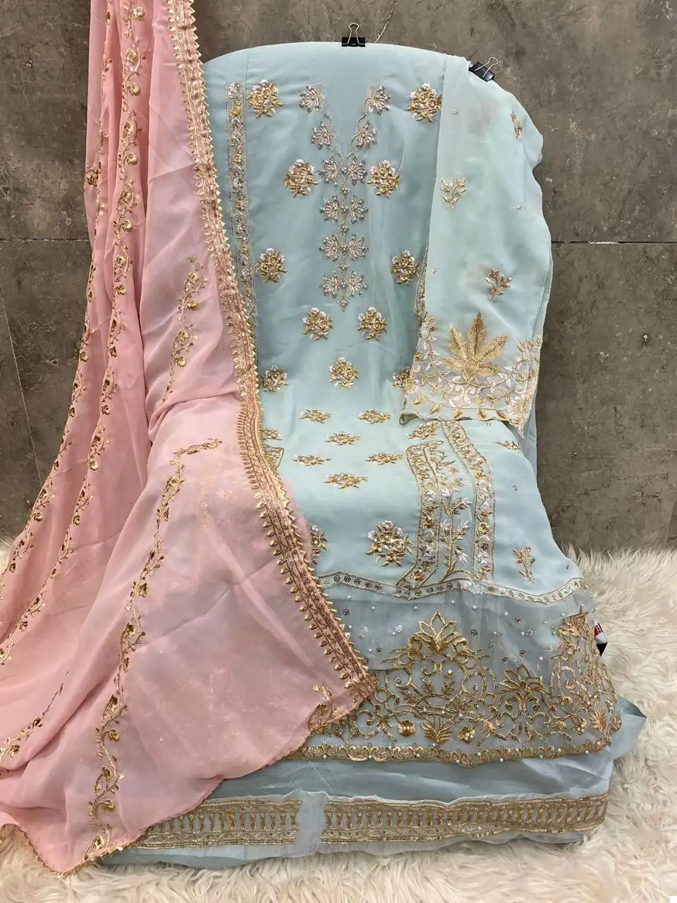 Hoor Tex H 214 Faux Georgette Wholesale Pakistani Salwar Suit Catalog - Image 4