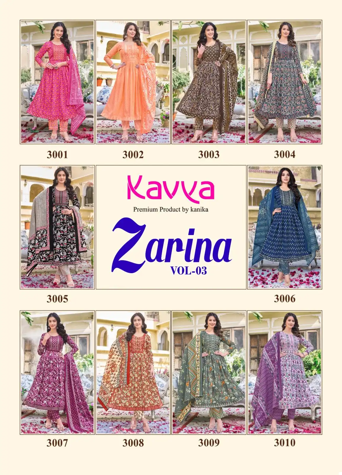 Kavya Zarina Vol 3 Pure Cambric Cotton Wholesale Readymade Salwar Suit Catalog — Wholesale Salwar Suits, Kavya wholesale from Surat — view 11