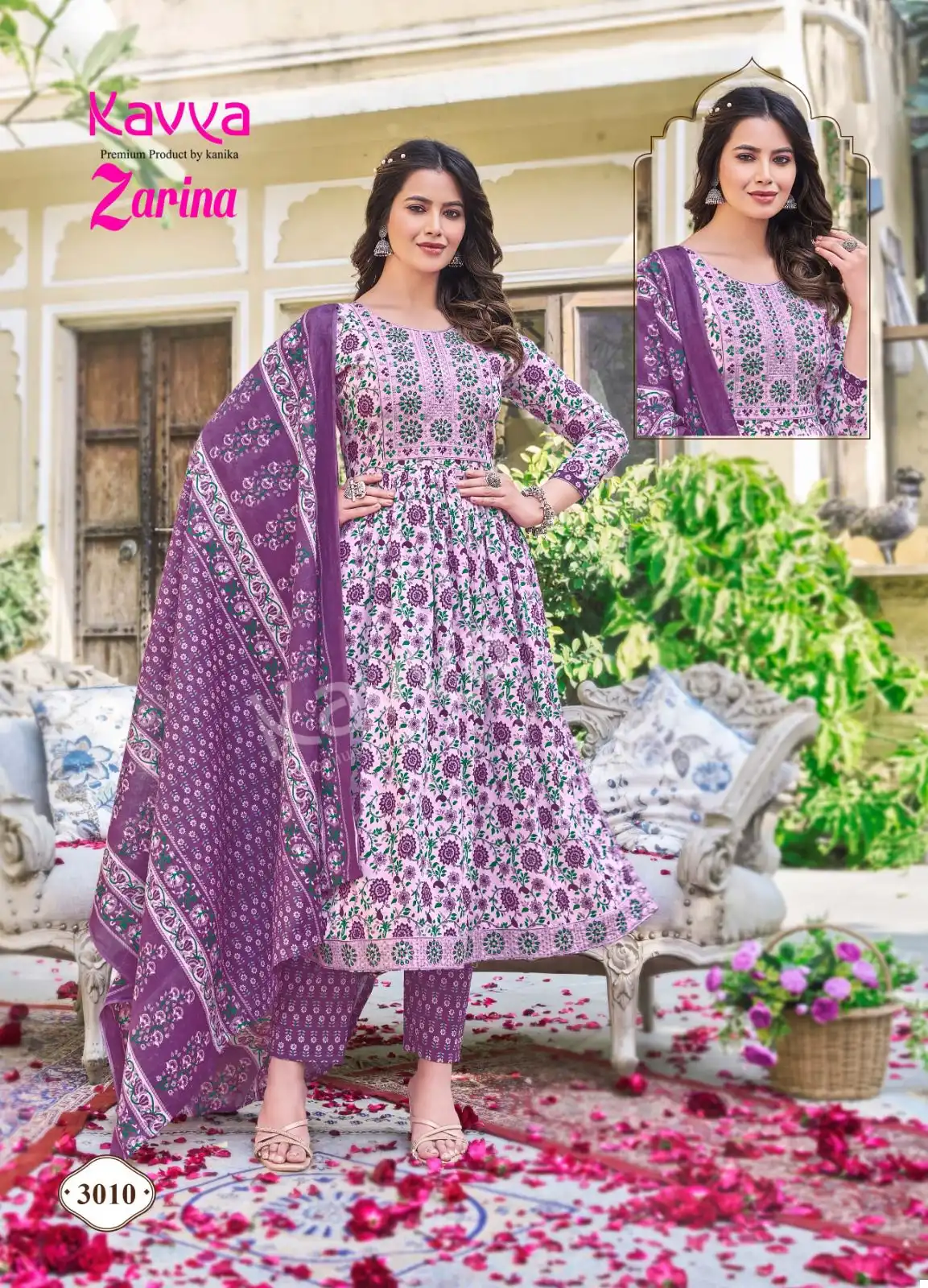 Kavya Zarina Vol 3 Pure Cambric Cotton Wholesale Readymade Salwar Suit Catalog — Wholesale Salwar Suits, Kavya wholesale from Surat - Gallery Image 10