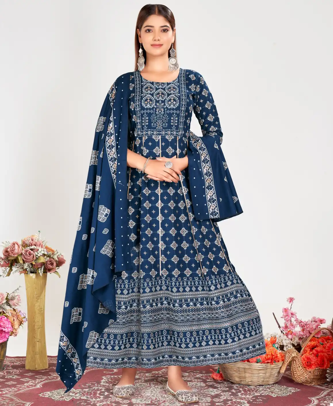 Krishna Trendz Anamika Vol 1 14 Kg Rayon Wholesale Long Gown with Dupatta Catalog