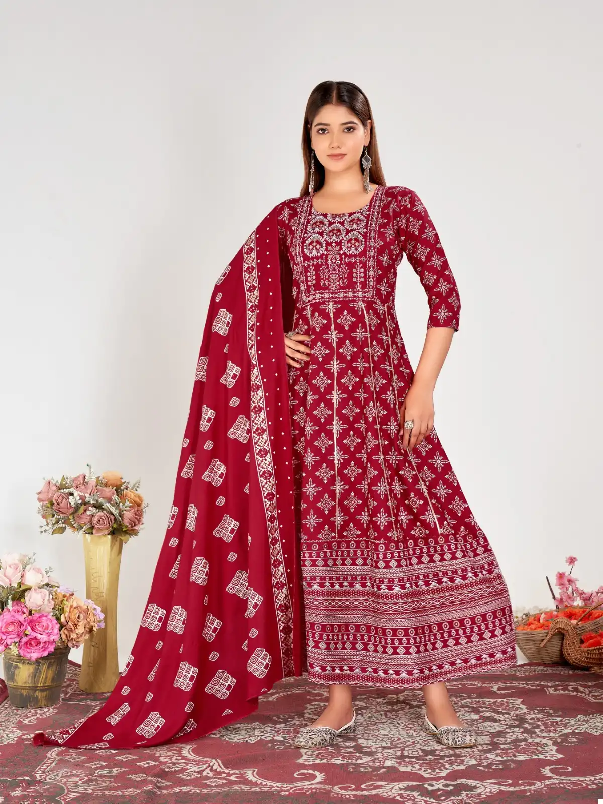 Krishna Trendz Anamika Vol 1 14 Kg Rayon Wholesale Long Gown with Dupatta Catalog - Image 3