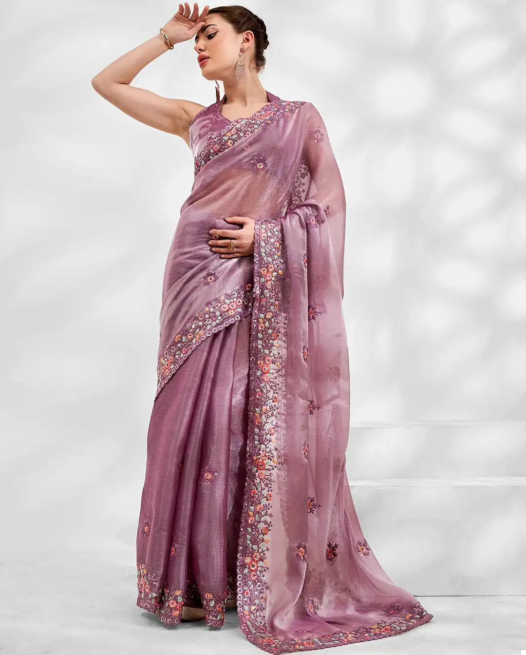 Laxminam Vinayak Lavender Chiffon Wholesale Fancy Sarees