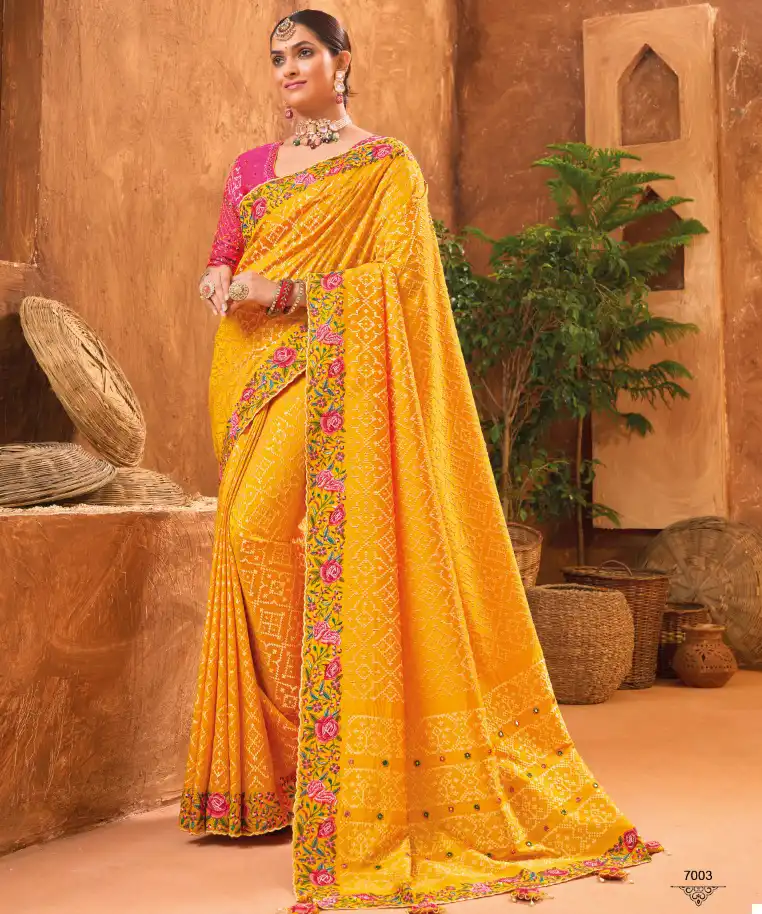 M.N Kachhi Work Vol 5 Banarasi Silk Wholesale Designer Sarees Catalog