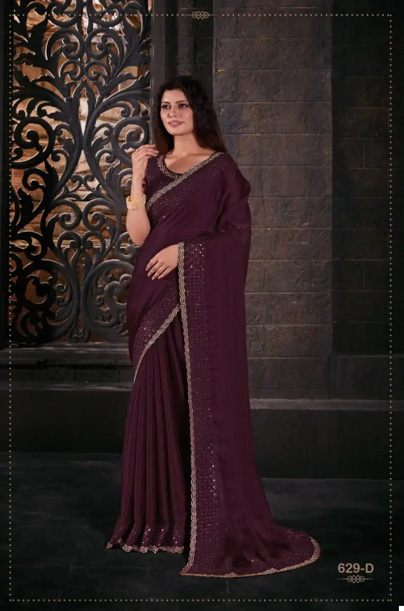 Mehek 594A To 594E Pure Satin Chiffon Blooming Wholesale Fancy Sarees Catalog - Image 6