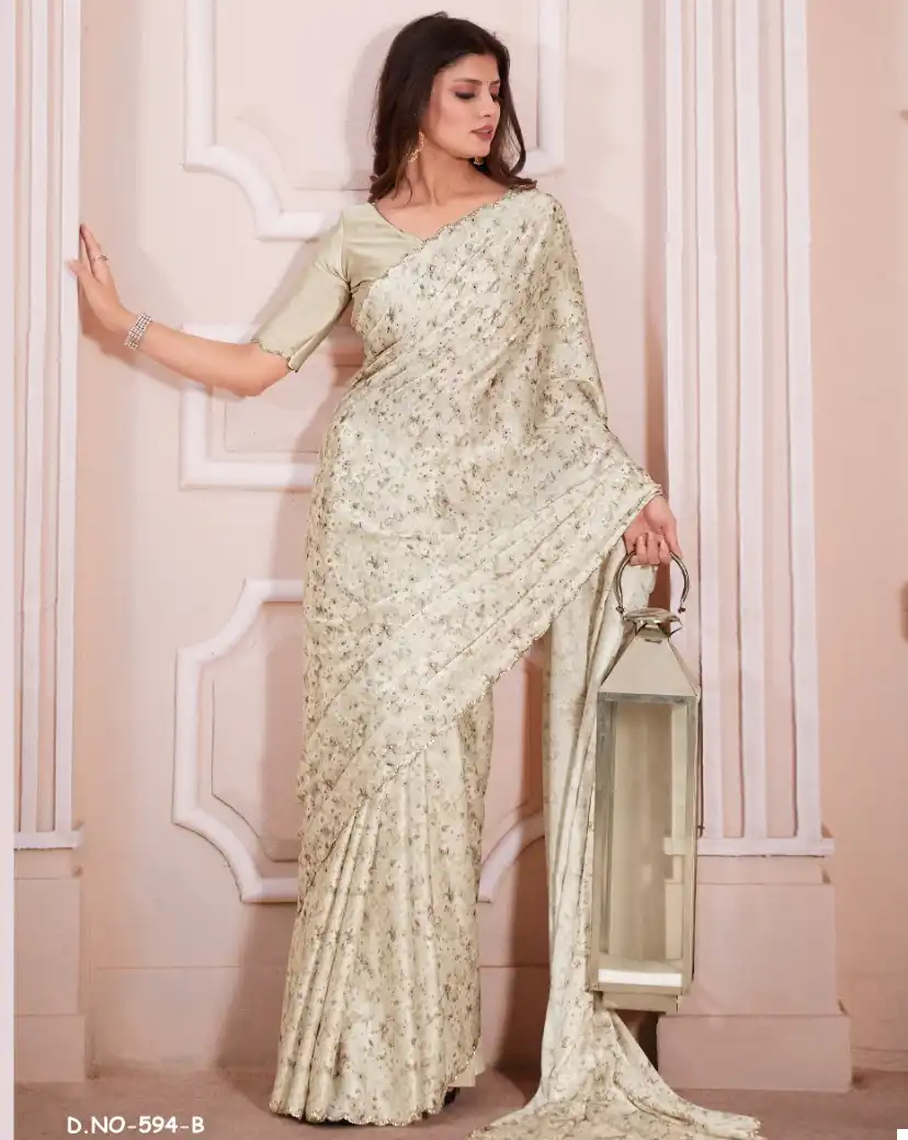 Mehek 594A To 594E Pure Satin Georgette Wholesale Fancy Sarees Catalog