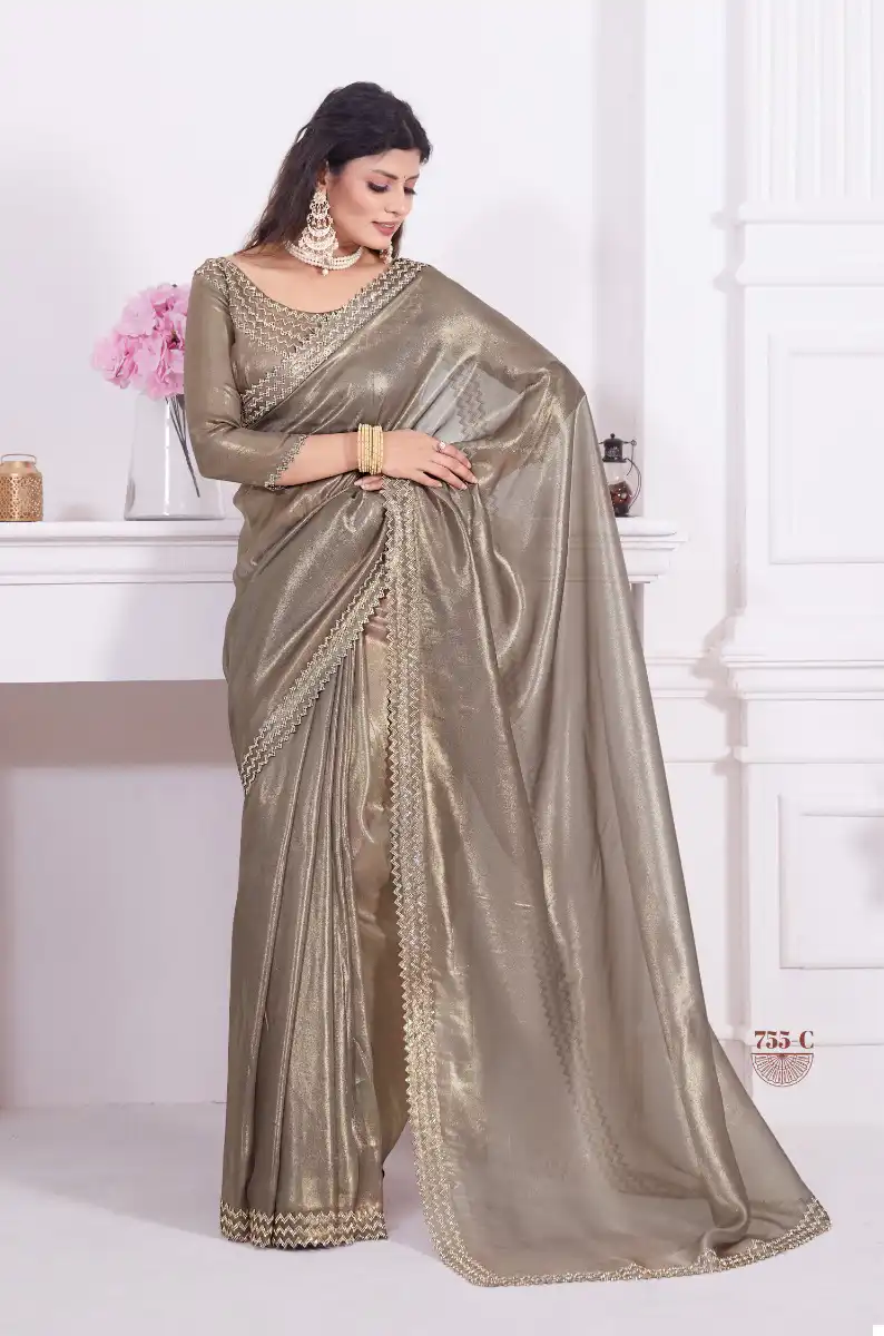 Mehek 755A To 755E Raina Net Coating Wholesale Fancy Sarees Catalog - Image 4