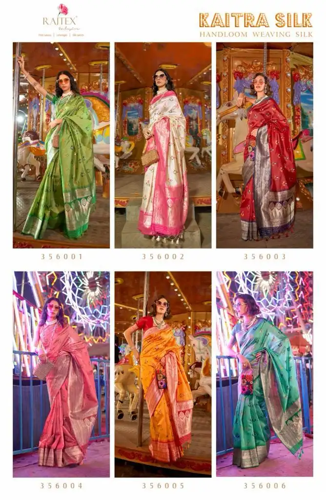 Rajtex Kaitra Silk Hand Woven Silk Heavy Jam Silk Fancy Sarees Catalog - Image 7