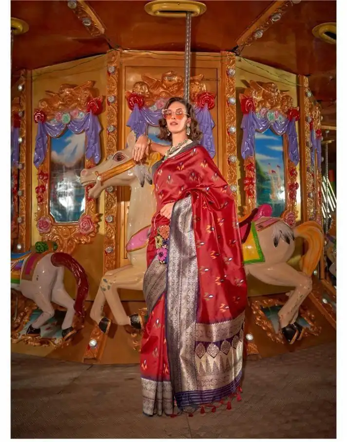 Rajtex Kaitra Silk Hand Woven Silk Heavy Jam Silk Fancy Sarees Catalog - Image 4