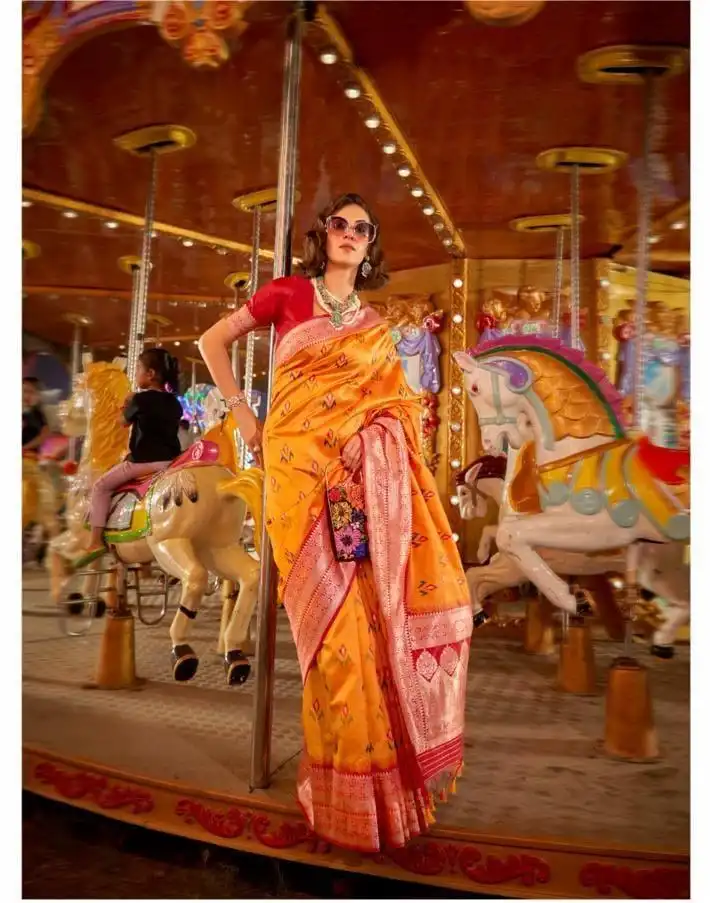 Rajtex Kaitra Silk Hand Woven Silk Heavy Jam Silk Fancy Sarees Catalog - Image 6