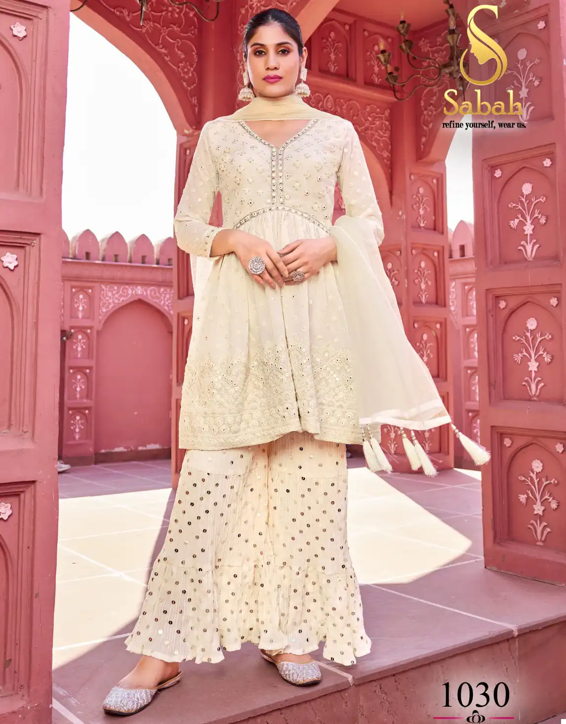 Sabah Black White Georgette Wholesale Designer Readymade Salwar Suit Catalog