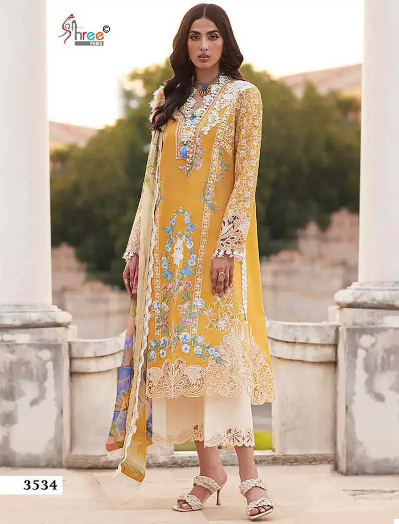 Shree Fab Mushq Premium Lawn Collection 24 Pure Lawn Cambric Cotton Wholesale Pakistani Salwar Suit Catalog
