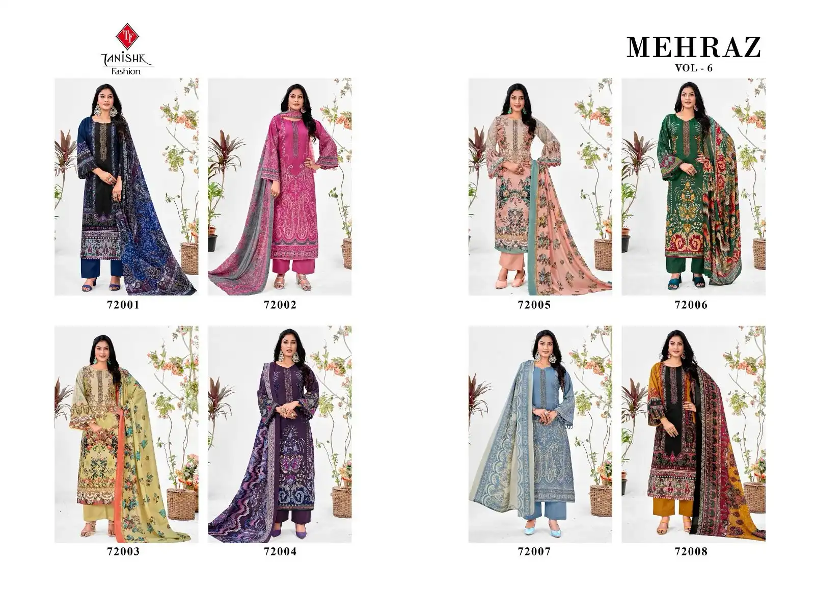 Tanishk Fashion Mehraaz 6 Pure Cambric Cotton Wholesale Pakistani Salwar Suit Catalog - Image 9