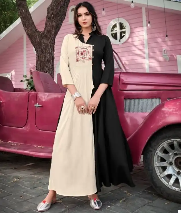 Vardan Designer Ravia Vol 2 14Kg Heavy Rayon Wholesale Long Kurti Catalog