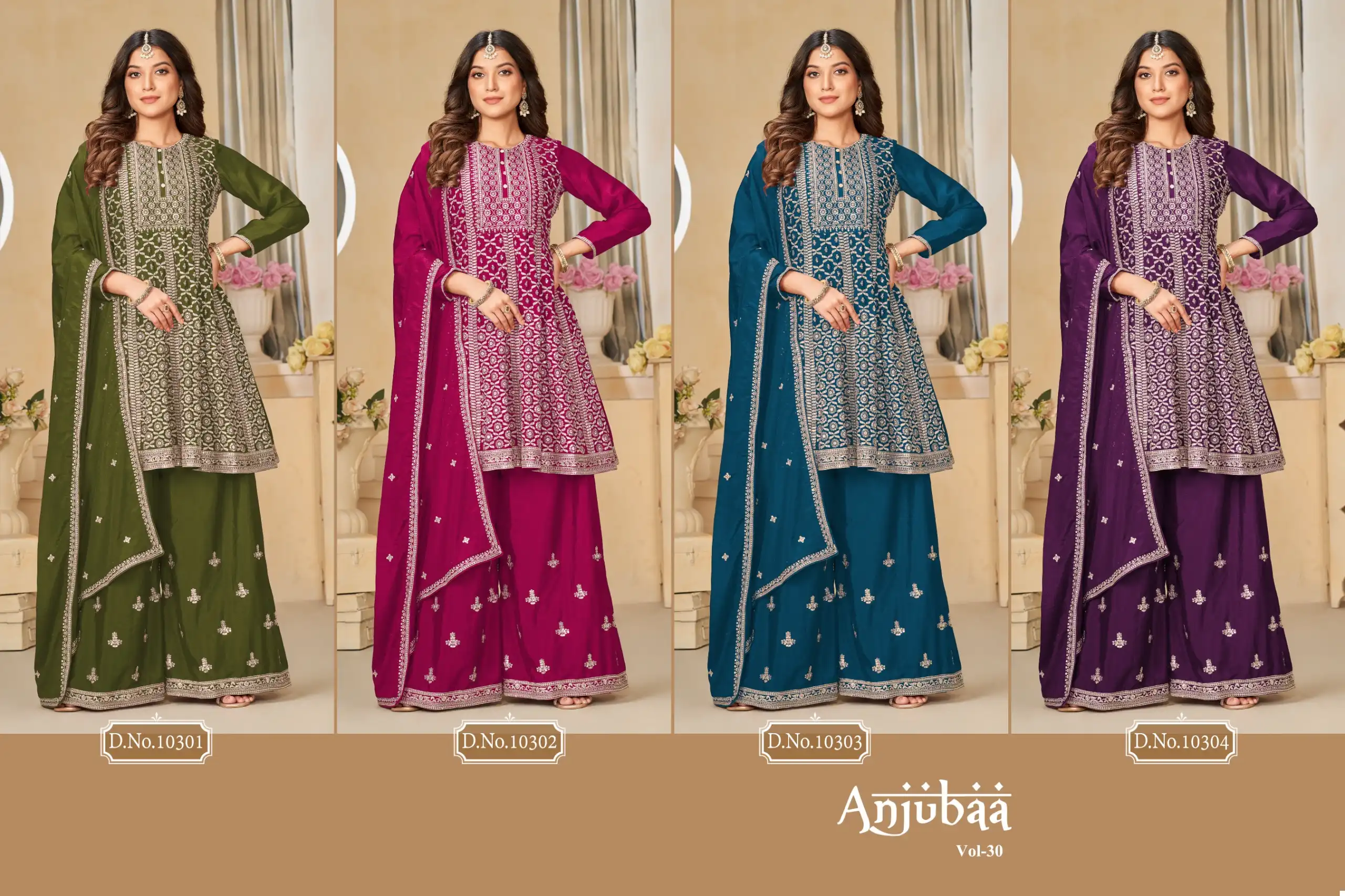 Vardan Ethnic Anjubaa Vol 30 Chinnon Wholesale Designer Salwar Suit Catalog — Wholesale Salwar Suits, Anju fabric wholesale from Surat — view 5
