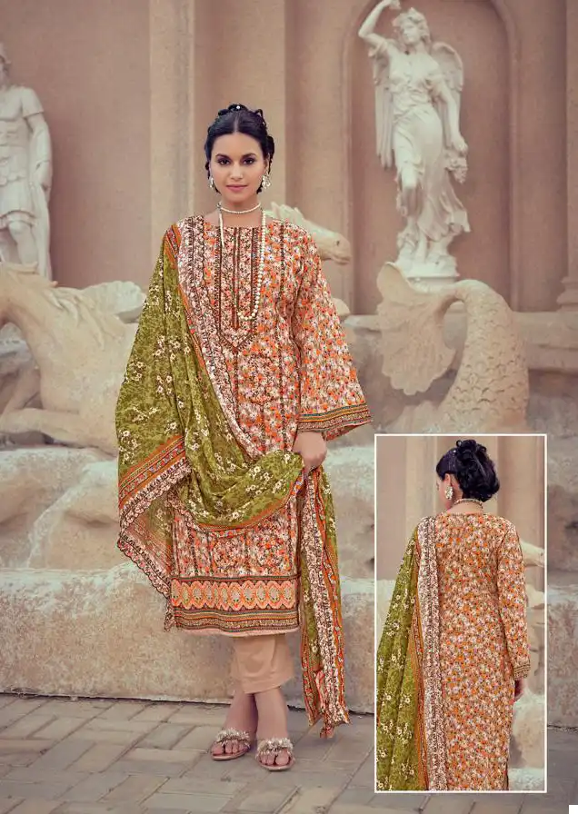 Vardan Ethnic Bin Saeed Vol 5 Pure Cambric Cotton Wholesale Pakistani Salwar Suit Catalog - Image 5