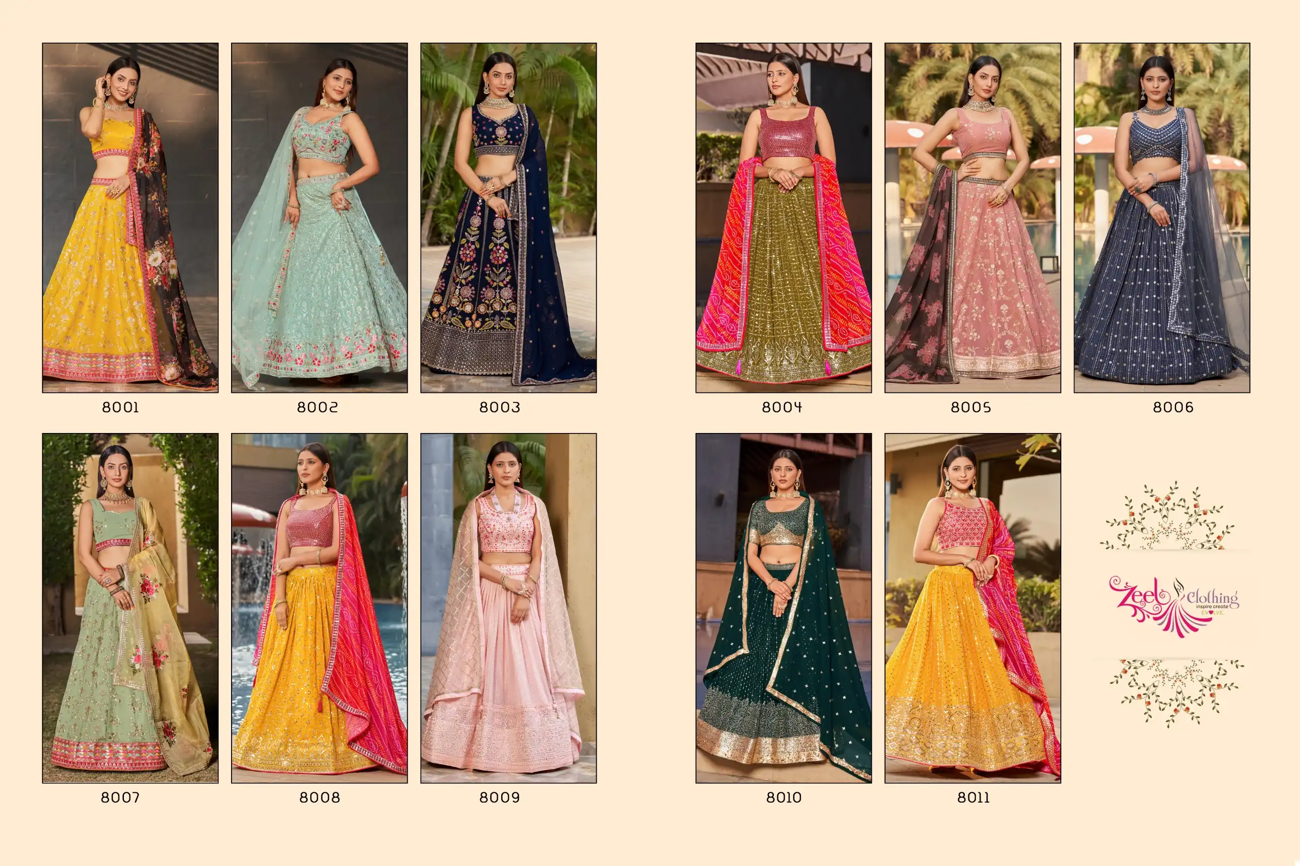 Vardan Ethnic Golden Palm Georgette Wholesale Lehenga Catalog - Image 11