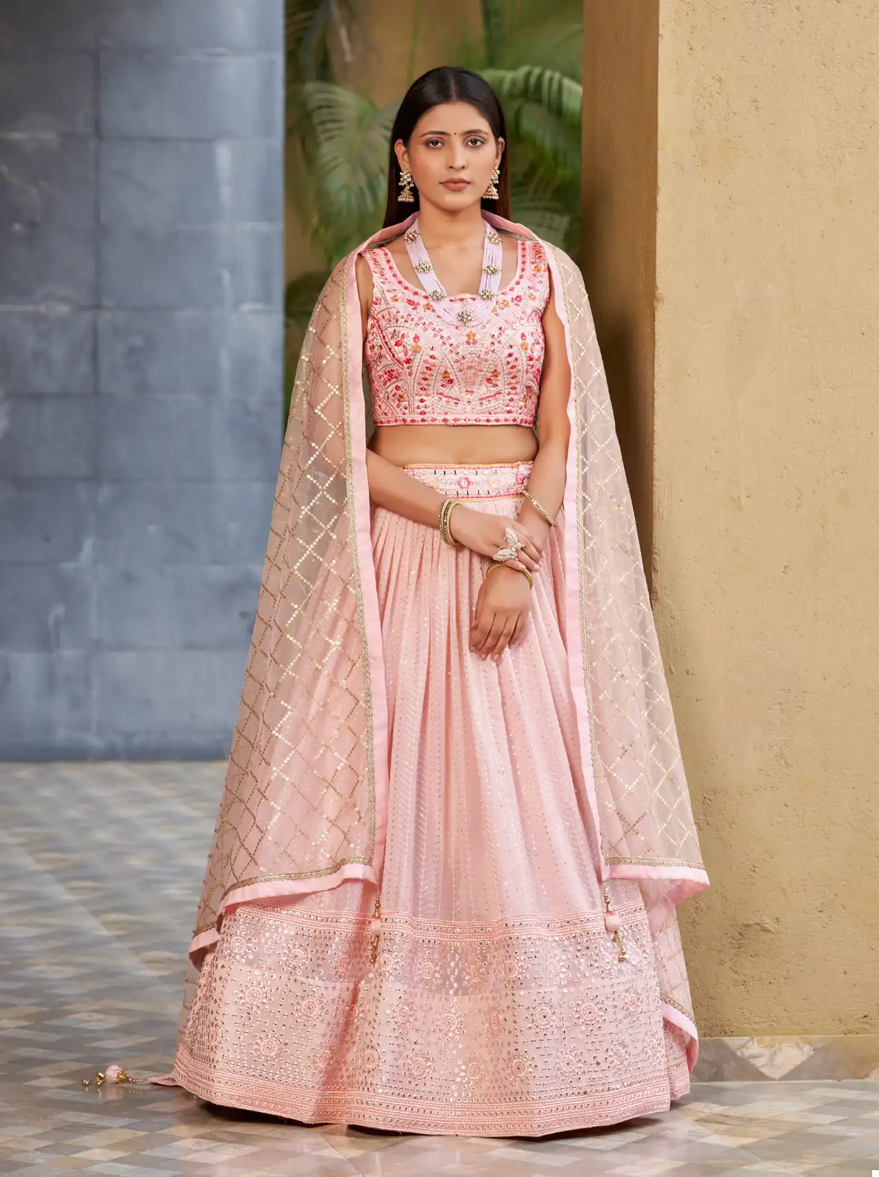 Vardan Ethnic Golden Palm Georgette Wholesale Lehenga Catalog - Image 8