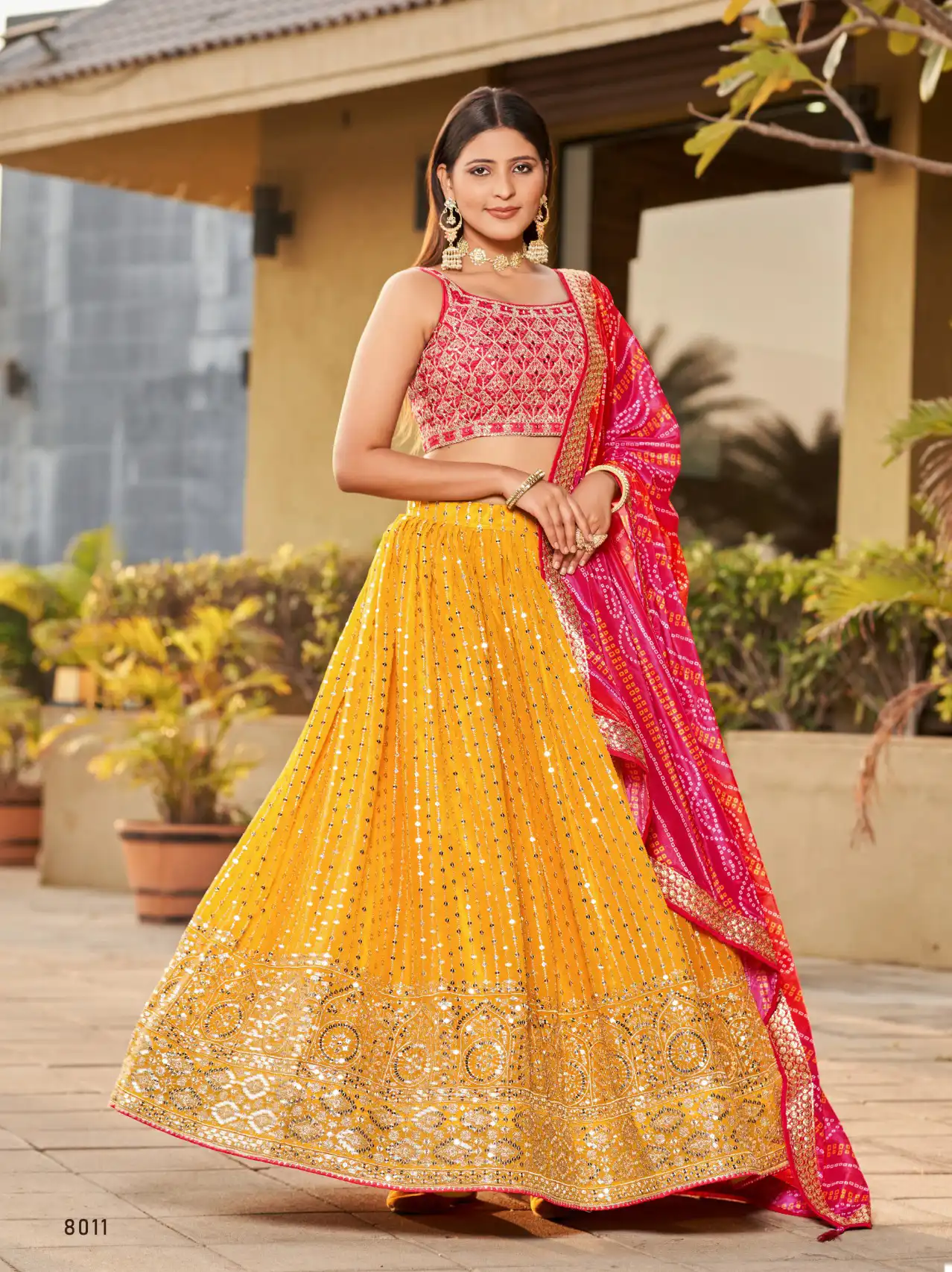 Vardan Ethnic Golden Palm Georgette Wholesale Lehenga Catalog - Image 10