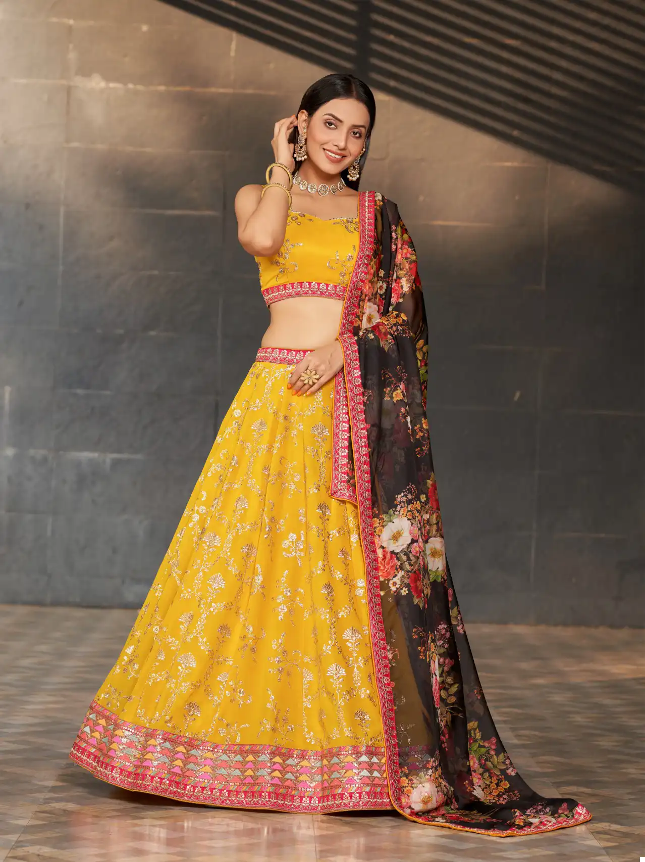 Vardan Ethnic Golden Palm Georgette Wholesale Lehenga Catalog - Image 2