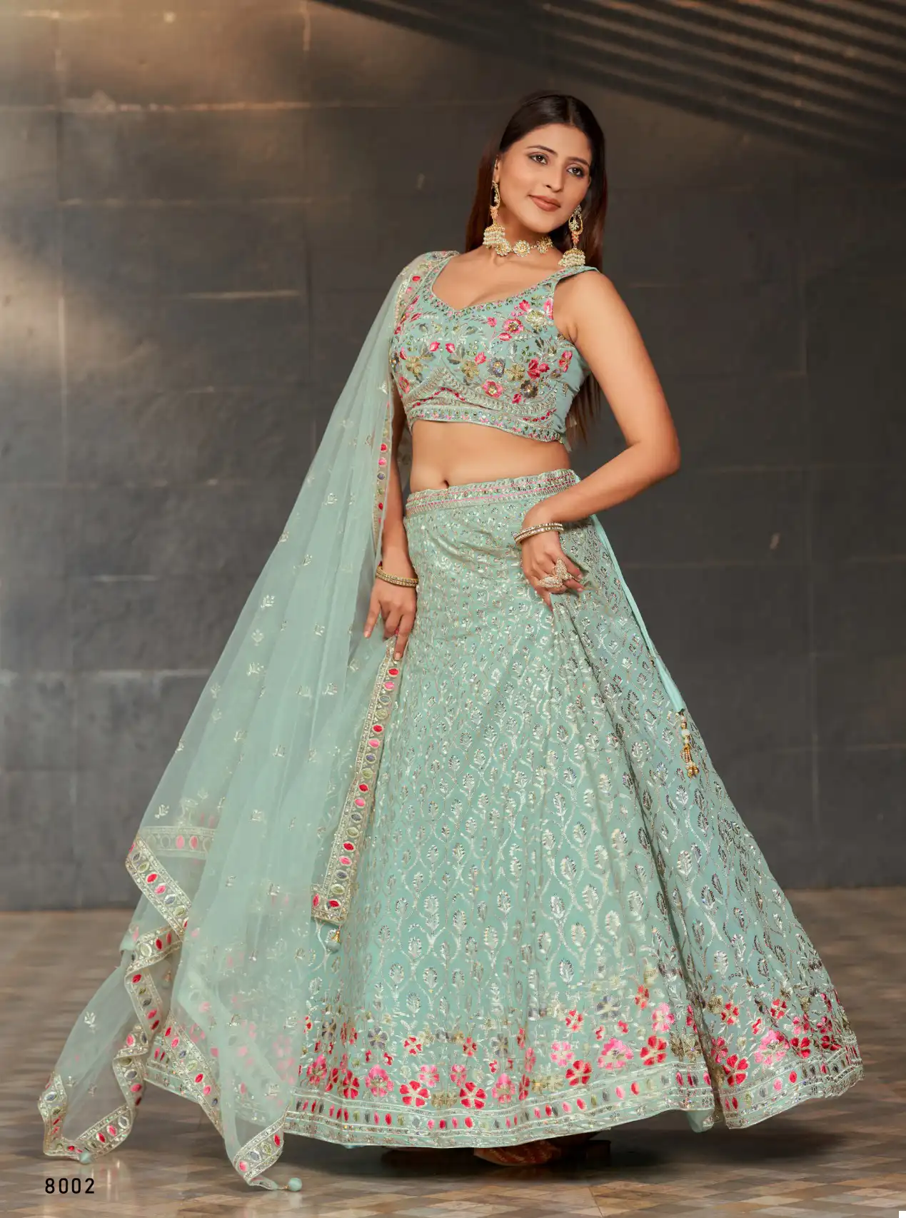 Vardan Ethnic Golden Palm Georgette Wholesale Lehenga Catalog - Image 3