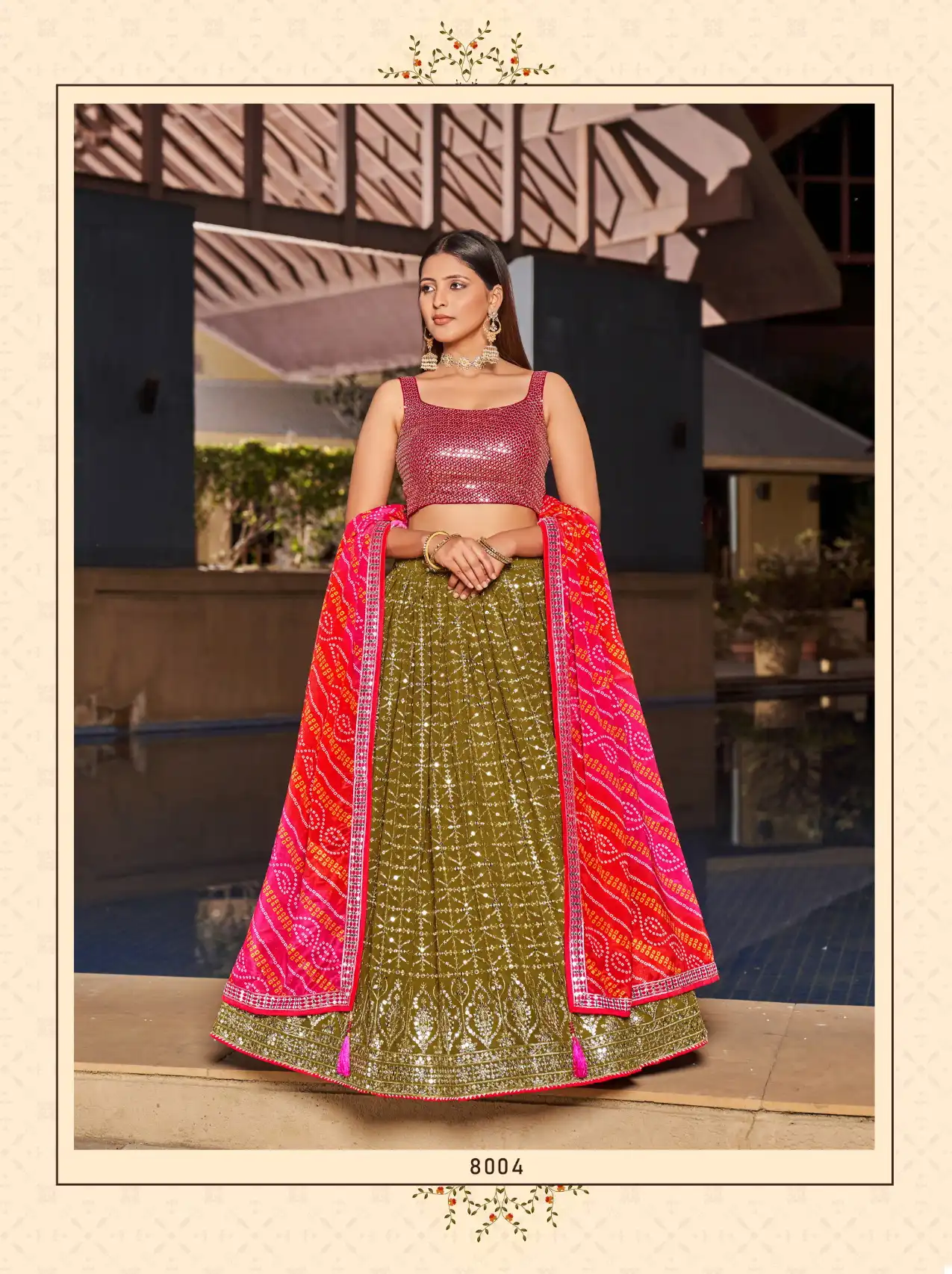 Vardan Ethnic Golden Palm Georgette Wholesale Lehenga Catalog - Image 4