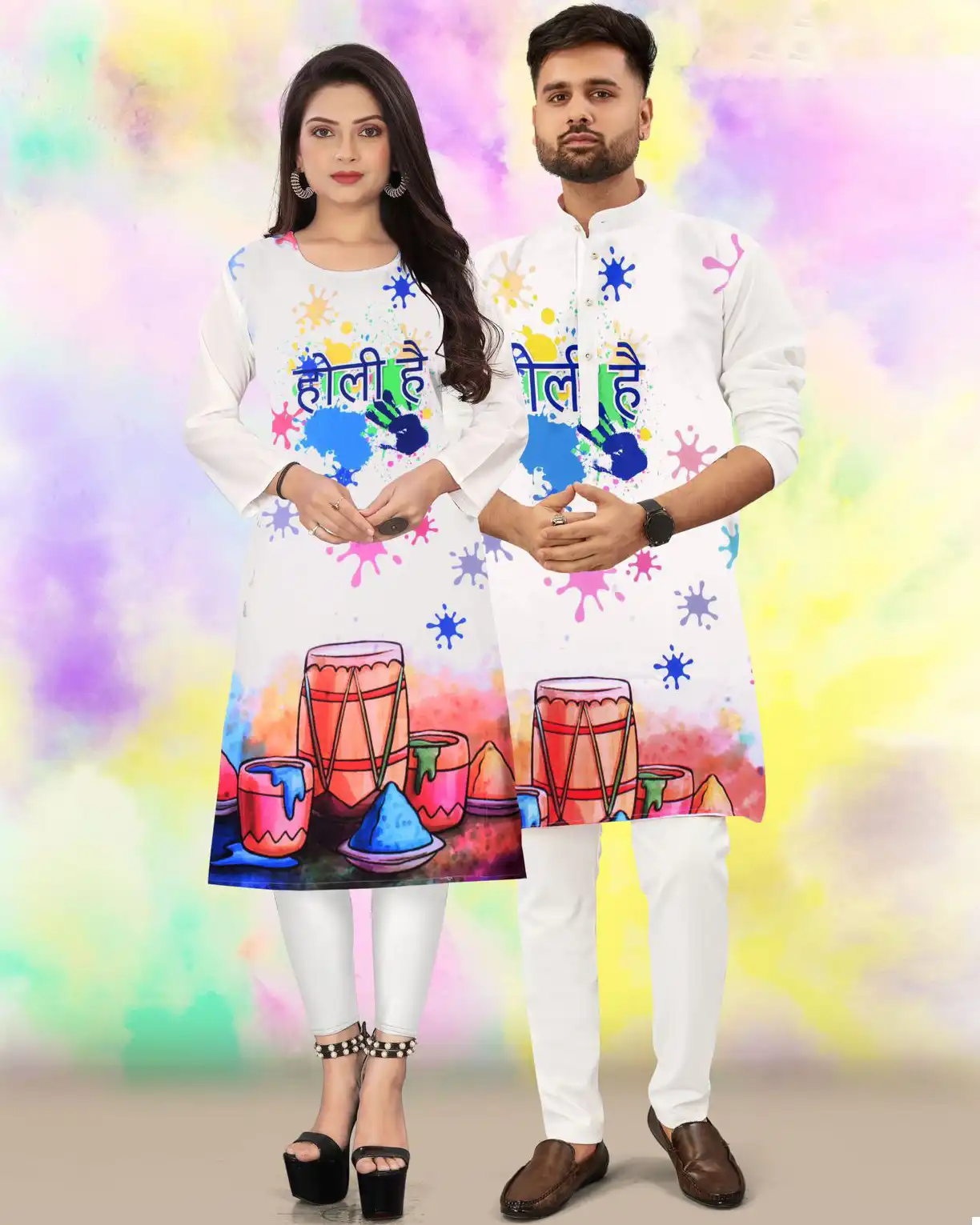 Vardan Ethnic Holi Collection Vol 1 Heavy Crepe Print Wholesale Boys Kurta And Girls Kurti Catalog