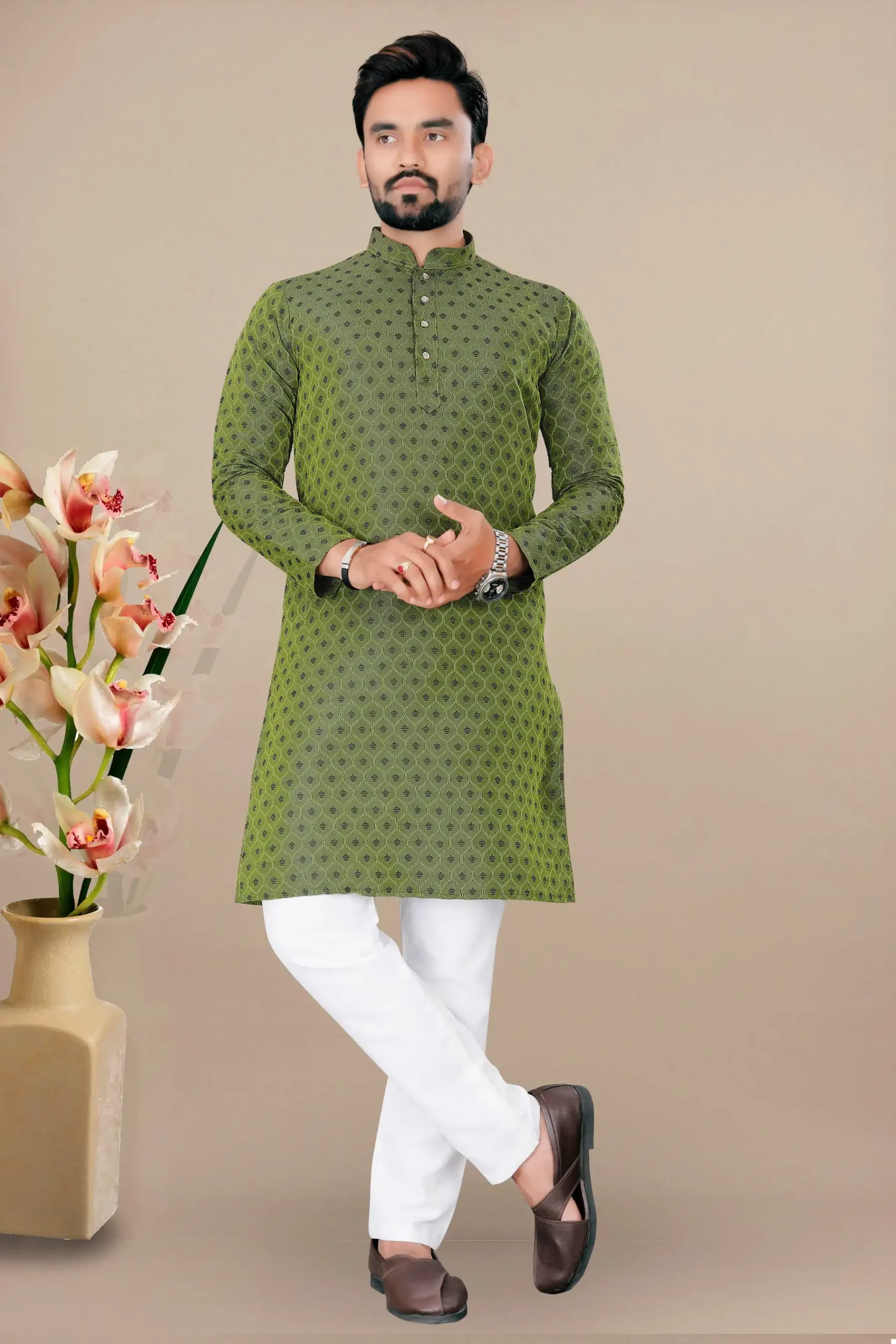 Vardan Ethnic Prine Jacquard Wholesale Kurta With Pyjama Catalog - Image 2