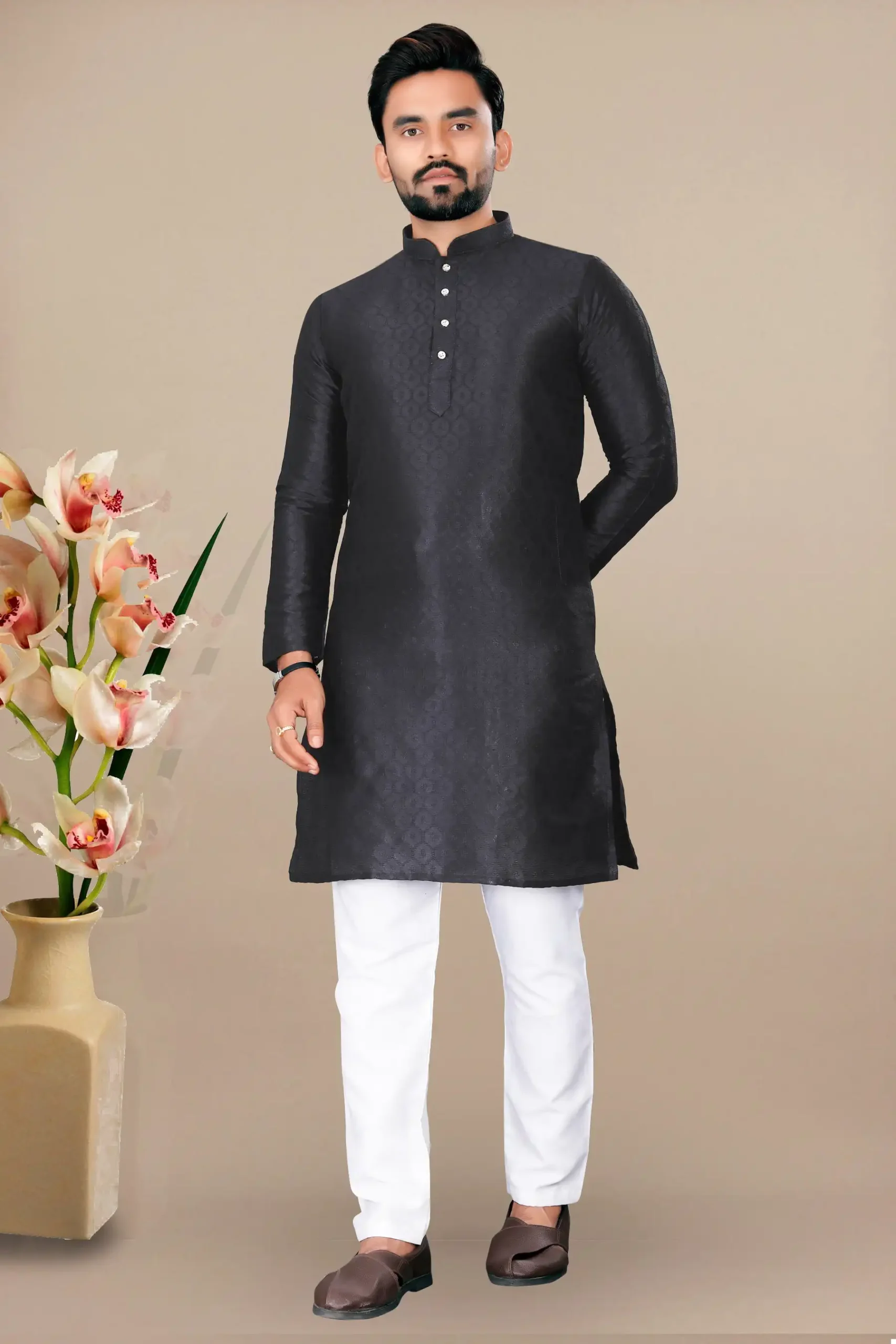 Vardan Ethnic Prine Jacquard Wholesale Kurta With Pyjama Catalog - Image 3