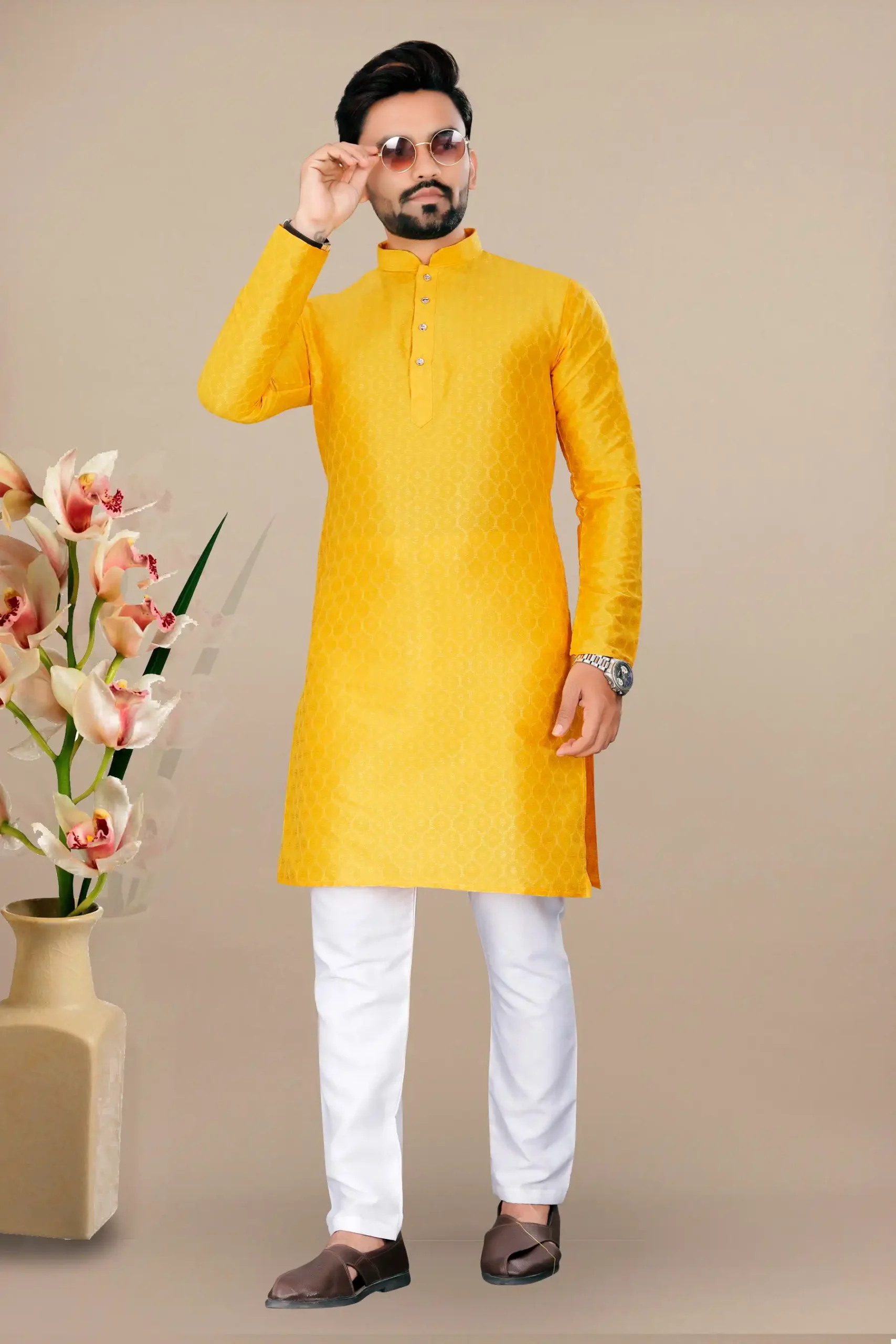 Vardan Ethnic Prine Jacquard Wholesale Kurta With Pyjama Catalog - Image 4