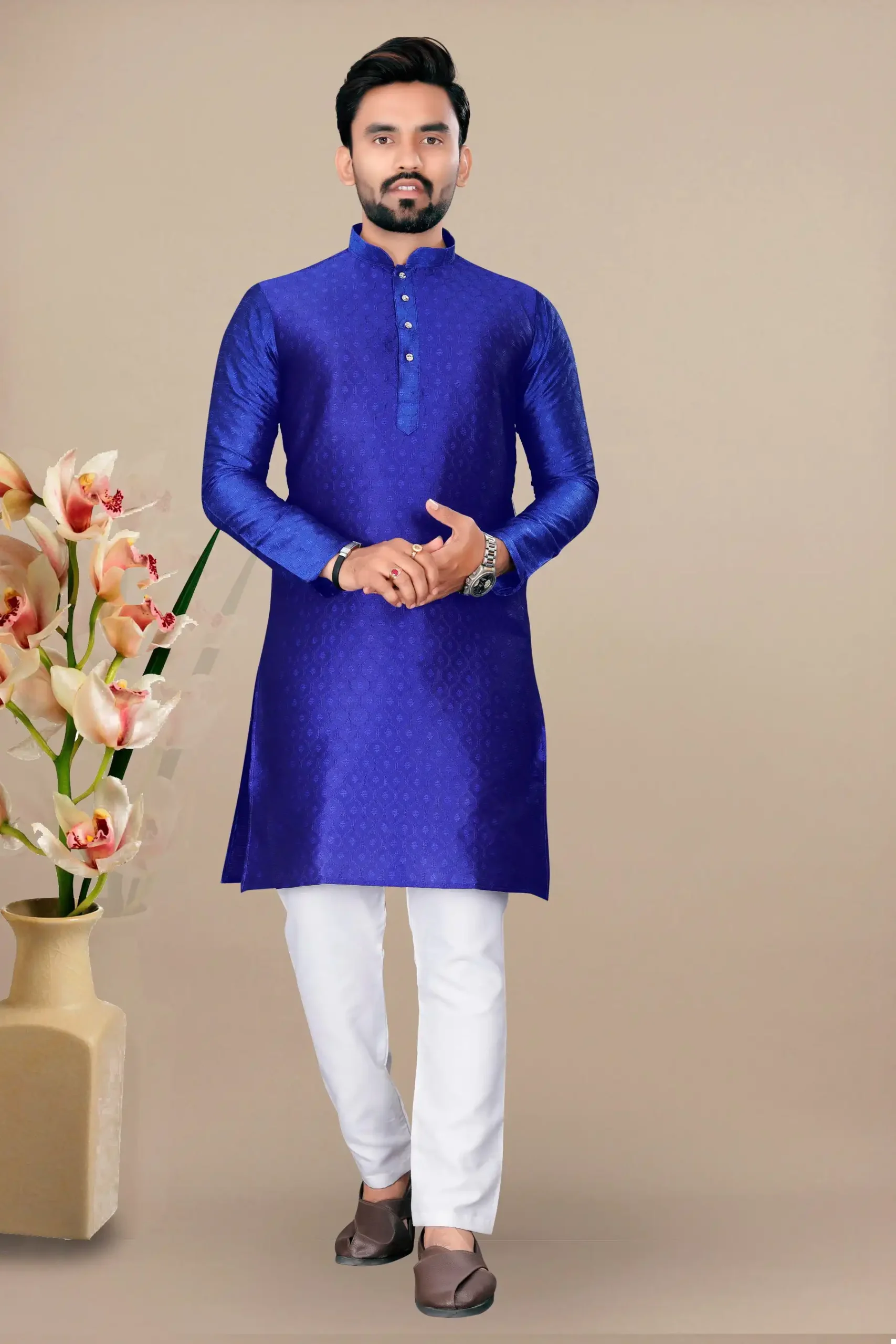 Vardan Ethnic Prine Jacquard Wholesale Kurta With Pyjama Catalog - Image 5